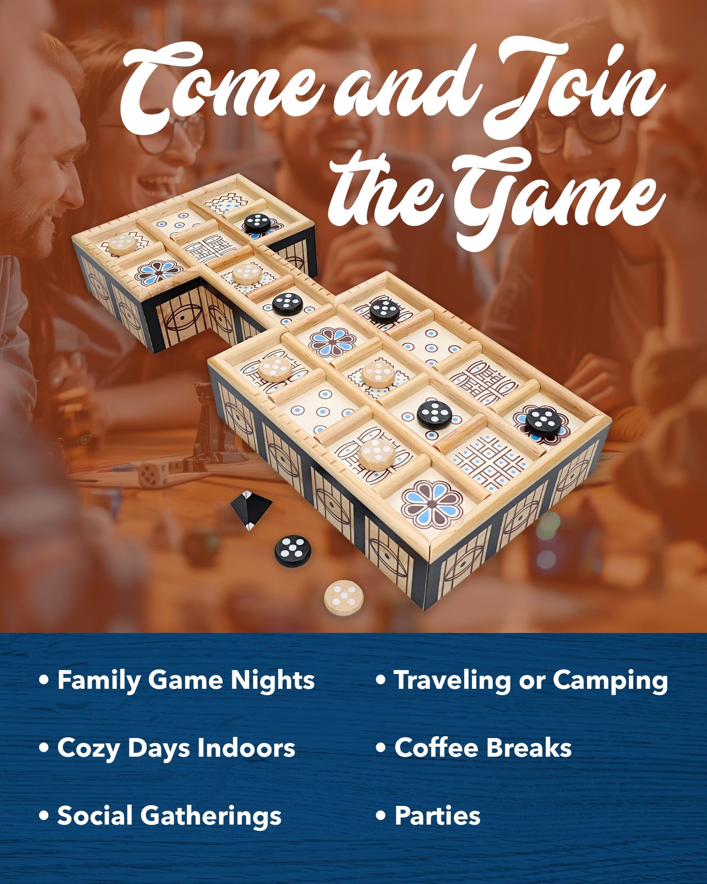 WE Games Royal Game of UR - Ancient Strategy Two-Player Board Game with 13.5” x 5.5” Wood Board & Storage Drawers, Ideal for History Enthusiasts