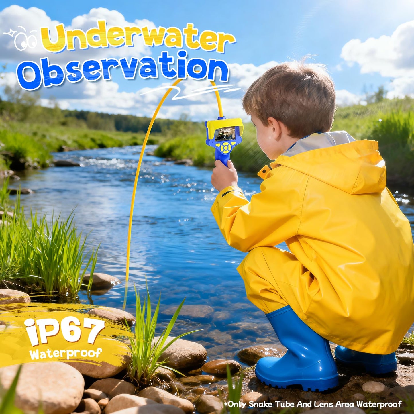 Borescope Camera with Light for Kids,Rechargeable Outdoor STEM Toys Camping for Nature Exploration,Educational Birthday Gifts for 3 4 5 6 7 8-10 Year Old Boys Girls