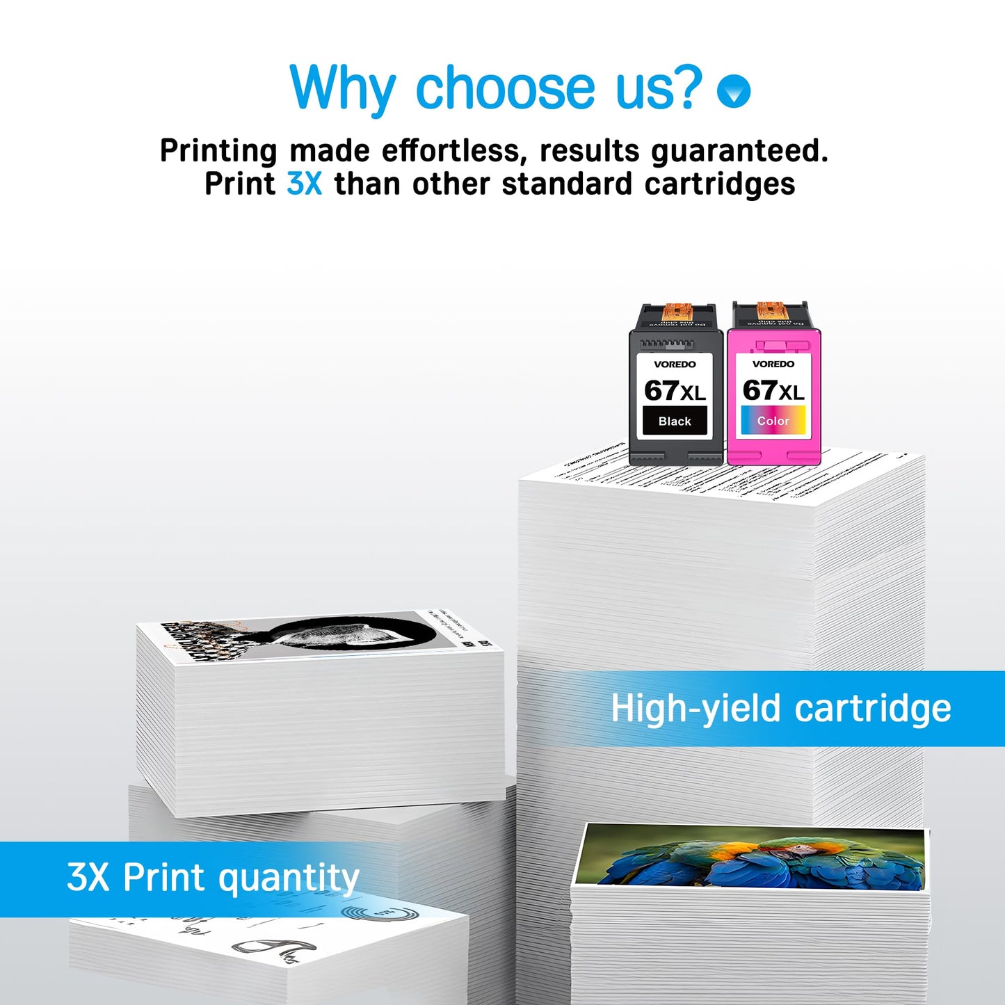 67 XL Ink Cartridges for HP 67XL HP67XL Black Ink Cartouche Encre for HP 67 Combo Pack for HP 67 XL for HP Deskjet 2700 Ink Cartridges for Envy 6000 6055 6052 6032 6075 DeskJet 2755 2700 4155 Printer