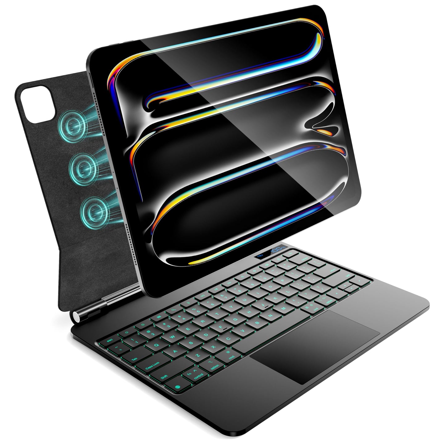 for iPad Pro 13 inch case 2024 with Keyboard M4,Magnetic Attach,Multi-Gesture Trackpad,7-Color Backlit,Shortcut Keys,Auto Sleep/Awake,Magic Keyboard for iPad Pro 13-inch M4 2024,Black