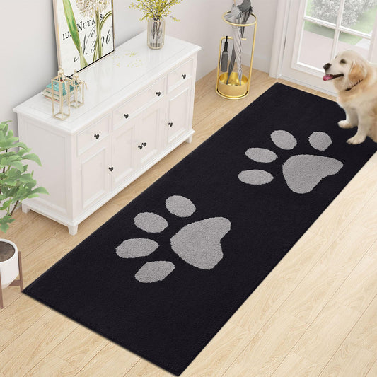 Arotive Indoor Door Mat, 24" x 59" Absorbent Dirt Resist Washable Front Back Door Mat, Non-Slip Low-Profile Dog Paws Entrance Doormat, Durable Inside Floor Mats for Entryway, Black
