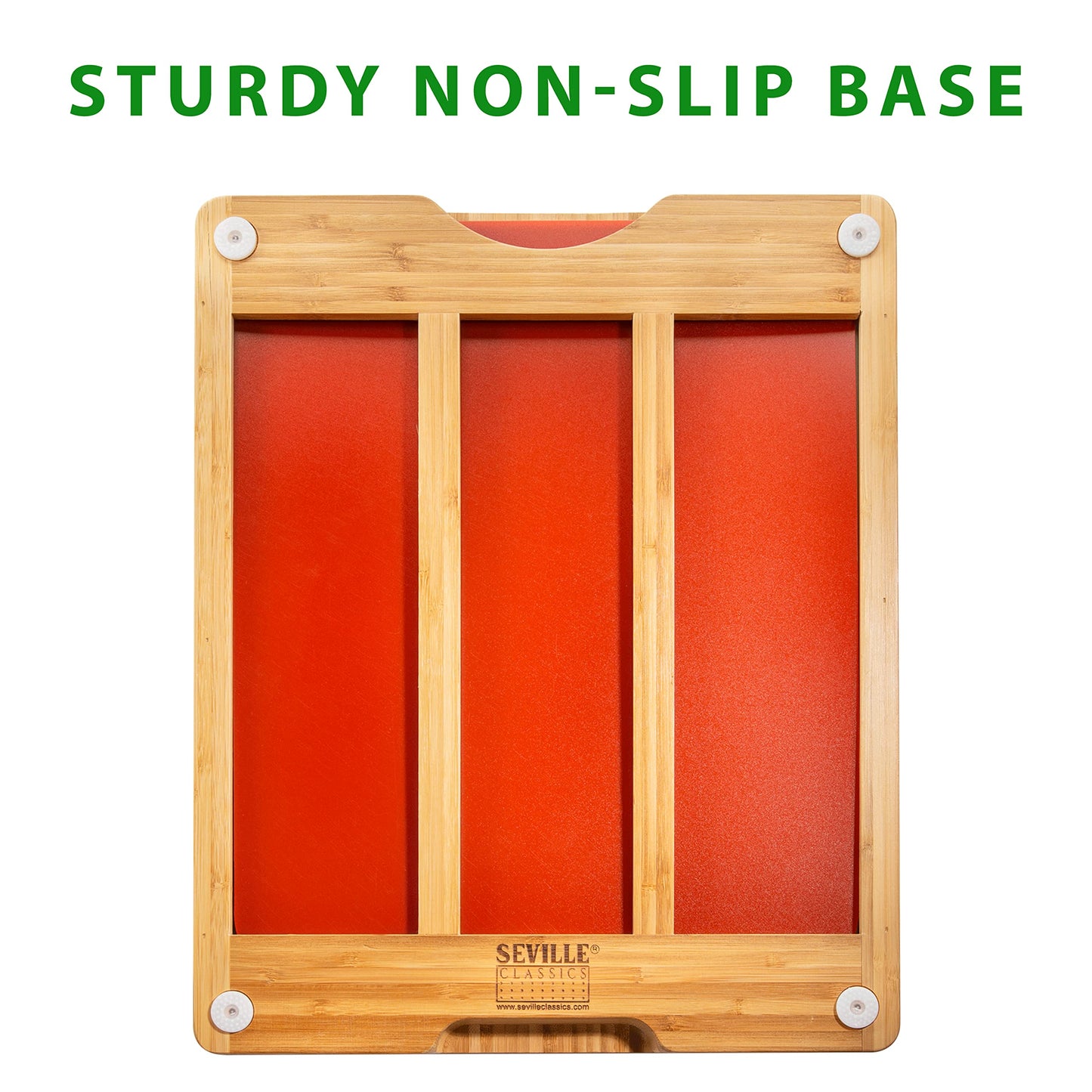 Seville Classics Bamboo Premium Wood Cutting Board Serving Tray w/ 7 Color-Coded BPA-Free Mats, for Chopping Bread, Cheese, Fruits, Vegetables, Meats, Charcuterie (Patented), Bamboo (New Model)
