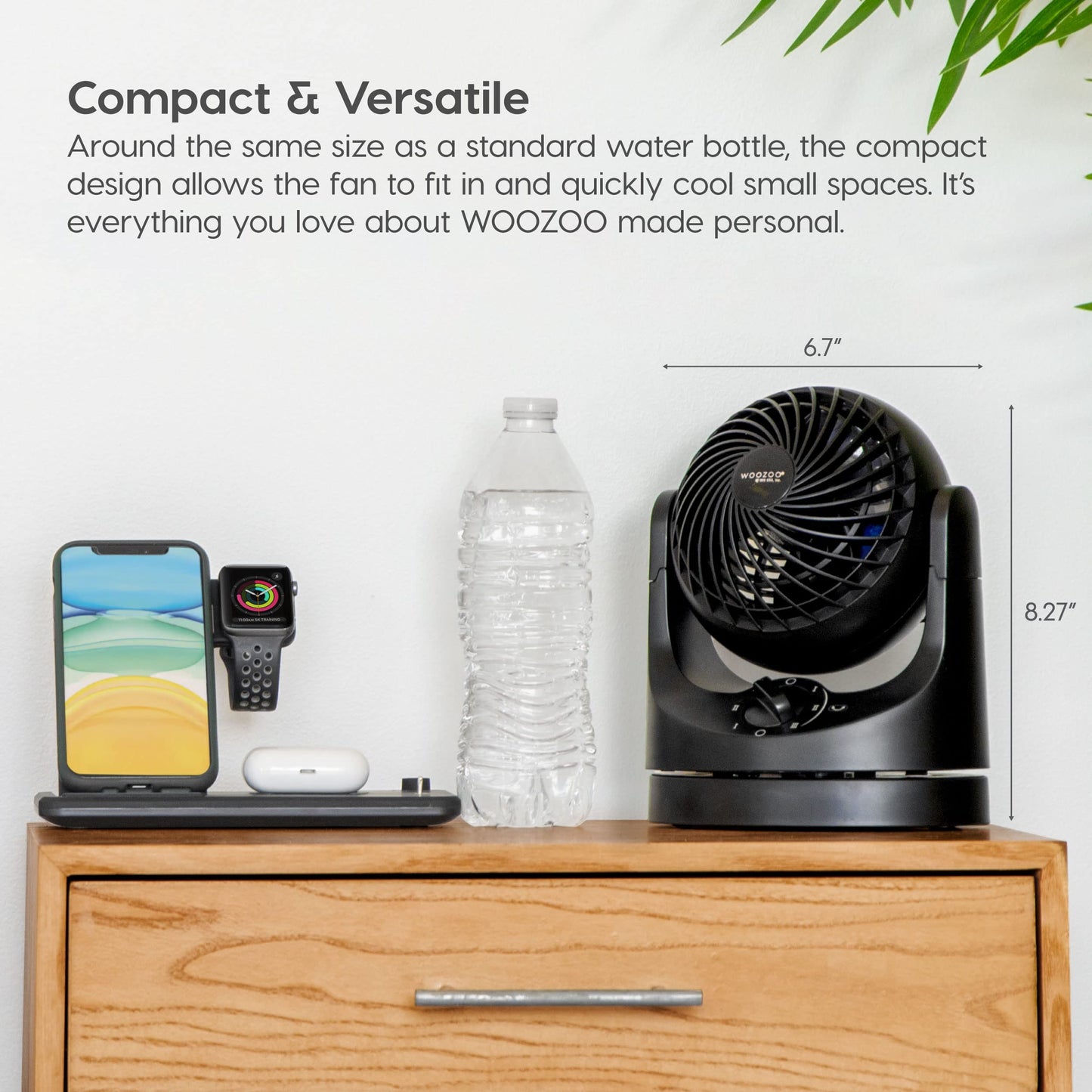 IRIS USA WOOZOO Desk Fan, Oscillating Table Air Circulator, 3 Speeds, 32ft Max Air Distance, 112° Adjustable Tilt, 27.5db Low Noise Motor, Small Fan for Bedroom, Office, Dorm, Black