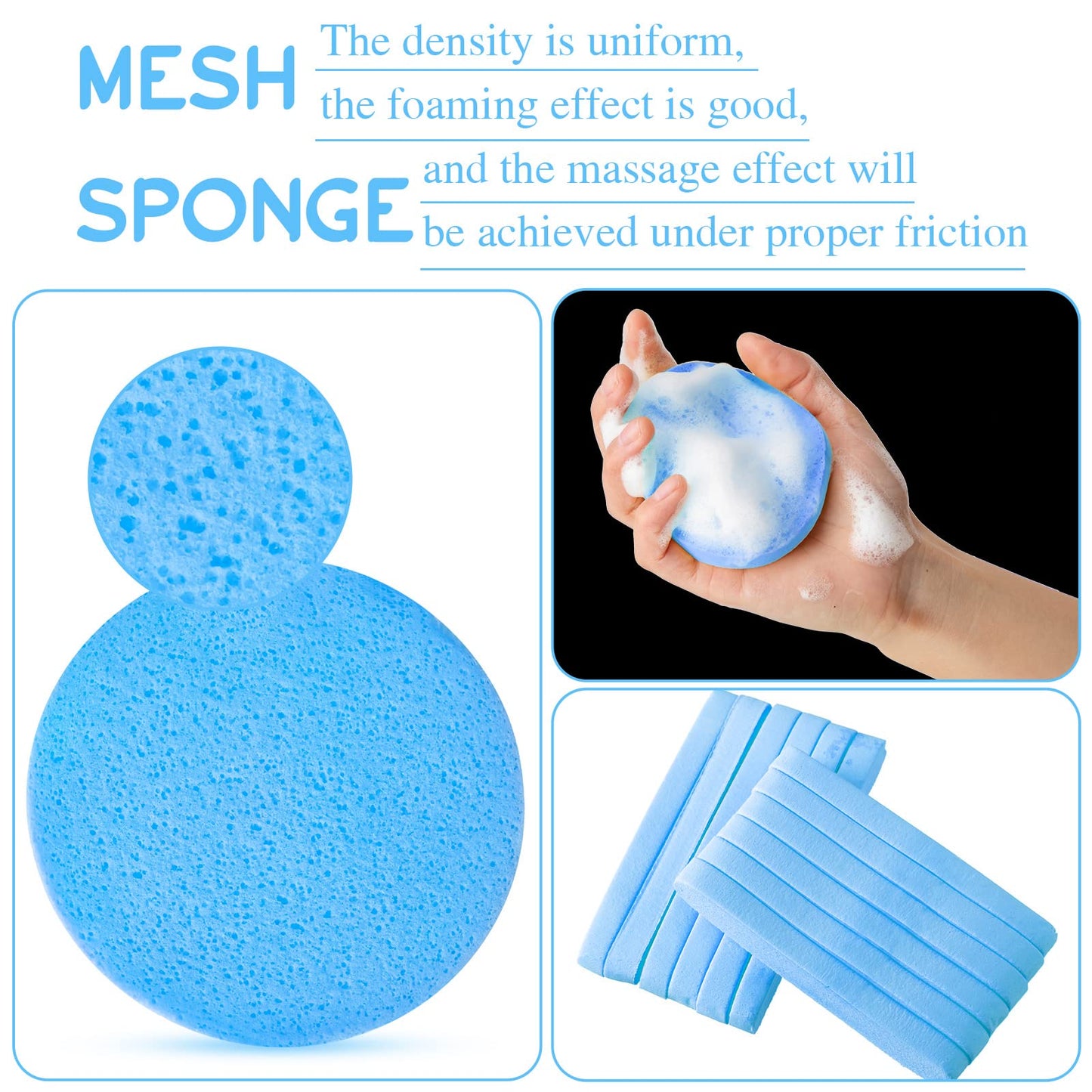 Foaincore 600 Pieces Compressed Facial Sponge Round Facial Sponge for Estheticians Face Sponges for Cleansing Face Wash Pads Disposable Sponges for Women Spa Exfoliating Cleansing(Blue)