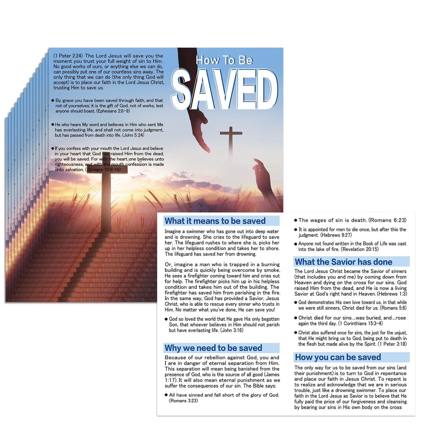 Dunzoom 300 Pcs Gospel Tract Card Salvation Plan Cards Bible Tracts Christian Inspirational Bible Verses Greeting Men Women Church Supplies(How to Be Saved)