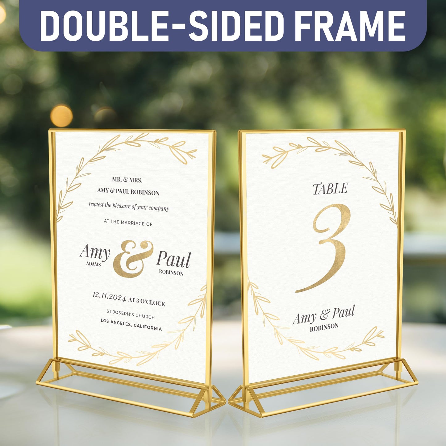 Gold Picture Frames Double Sided - 6 Pack - 8.5x11 Acrylic Gold Table Number Holders, Clear Easel Table Stands for Signs, Gold Frames for Wedding Table Numbers, Menu Holder, Photo Frame