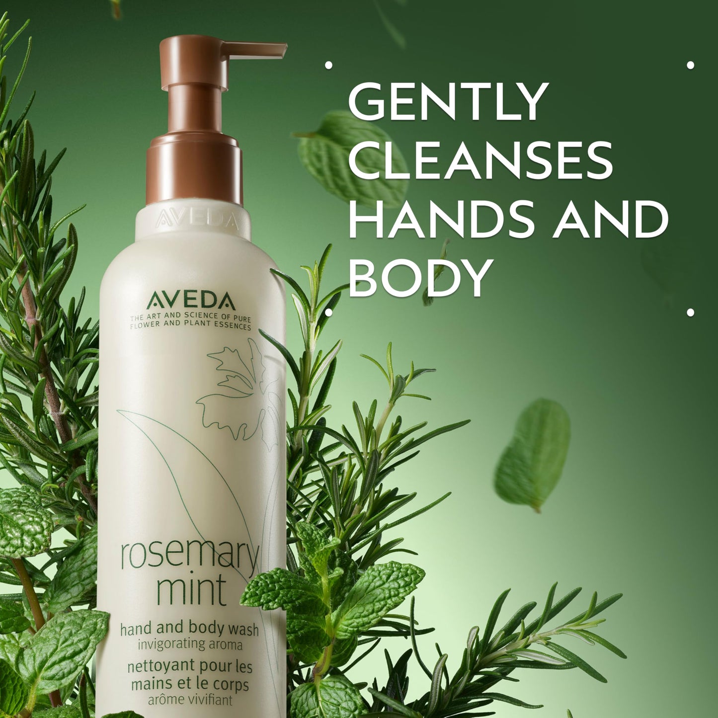 Aveda Rosemary Mint Hand & Body Wash | Liquid Hand Soap and Body Wash | with Invigorating Aroma of Certified Organic Peppermint & Rosemary, 250ml