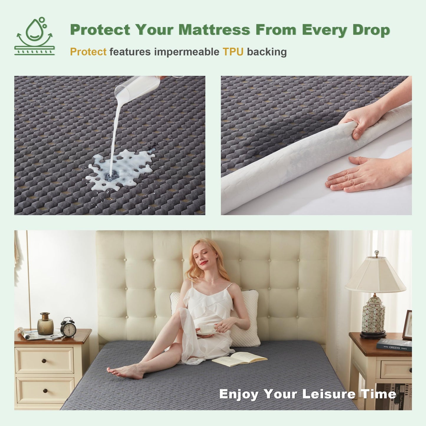 BEDLORE Queen Mattress Protector, Waterproof Mattress Cover Fitted 6-18 Inch Deep Pocket, Breathable and Noiseless Mattress Pad Machine Washable for Home, Bedroom, Hotel