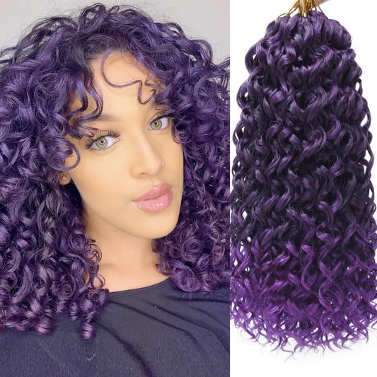 8 Packs Curly Crochet Hair GoGo Curl Crochet hair for Black Women Deep Wave Braiding hair,Synthetic Bohemian Crochet Braid Water Wave Crochet hair Extensions(Purple, 14inch)
