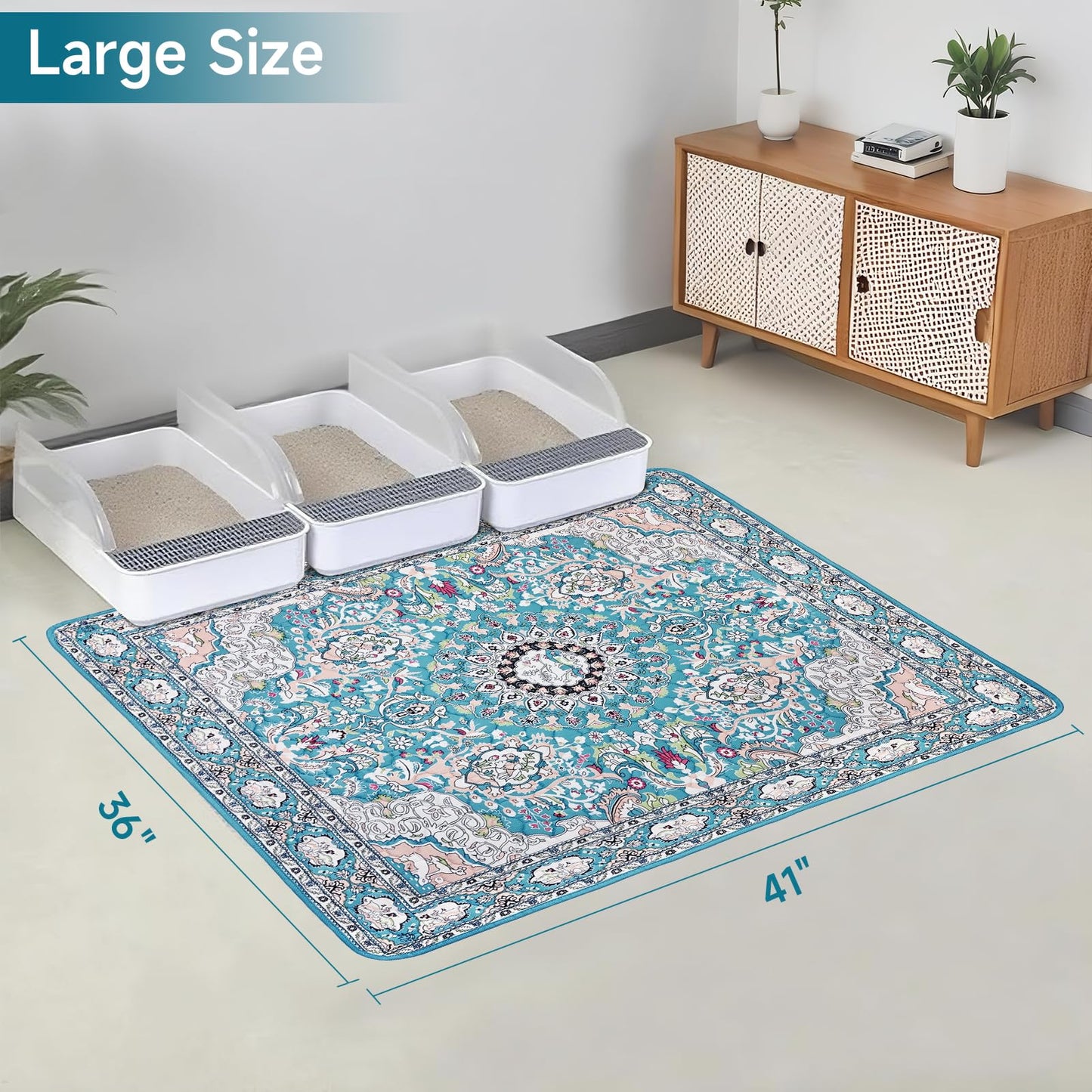 YOSEPATI 2 PCs 104x92 cm Cat Litter Mat, Washable Kitty Litter Trapping Mat, Reusable Litter Mats for Cats, Waterproof & Non-Slip Compatible with Cat Box, Kitten Feeding Mats, Easy to Clean
