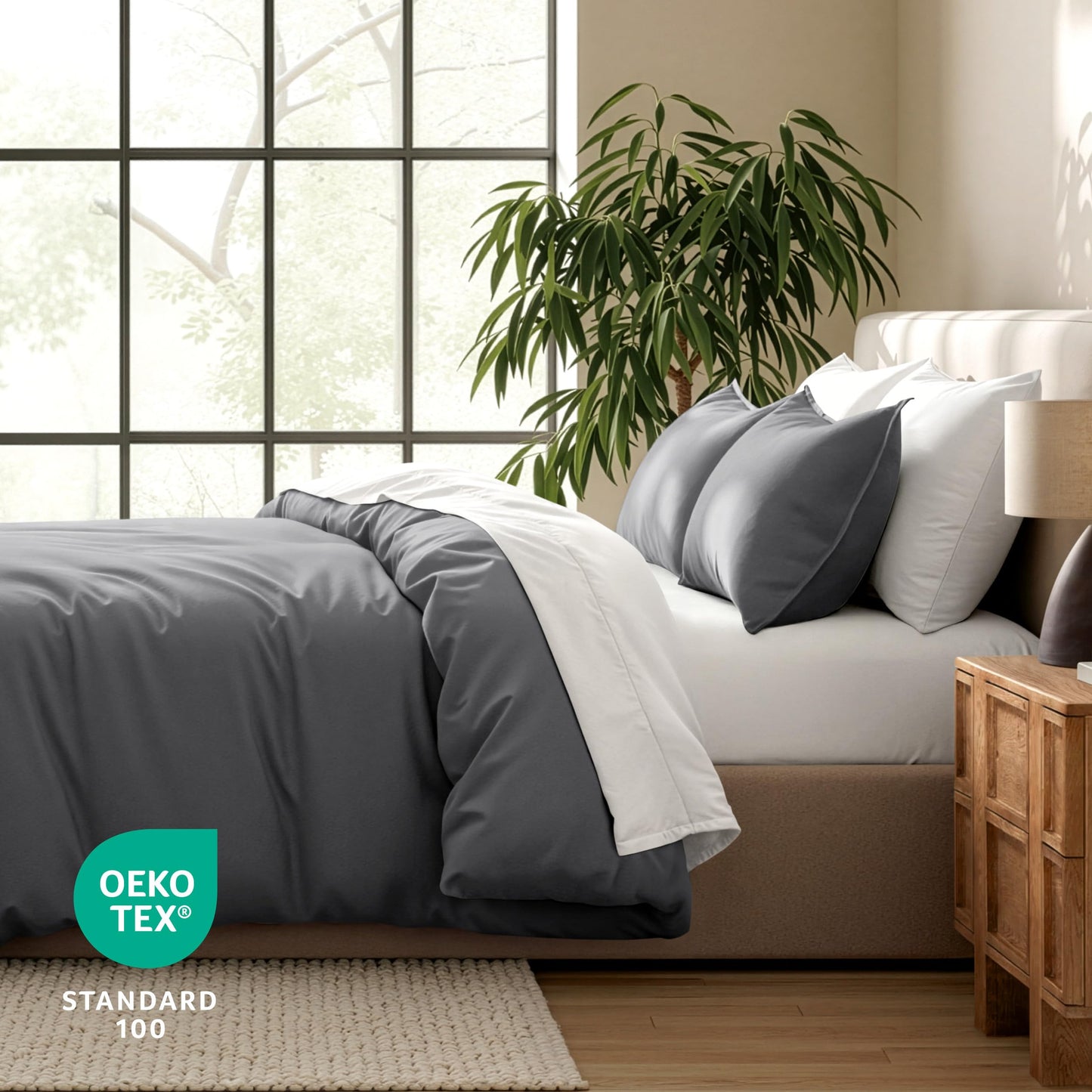 Bare Home Bedding Duvet Cover King Size - Premium 1800 Super Soft Collection - Lightweight, Cooling - Soft Breathable Bedding Duvet Cover (King, Grey)