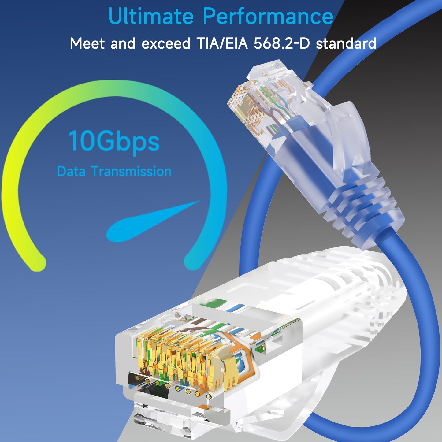 Lysymixs Cat6a Slim Ethernet Patch Cable 14 ft (24 Pack), Cat6a Patch Cable for Data Centers, Cat 6 Patch Cable 10G, Network Patch Cables for Home and Enterprise Network -Blue