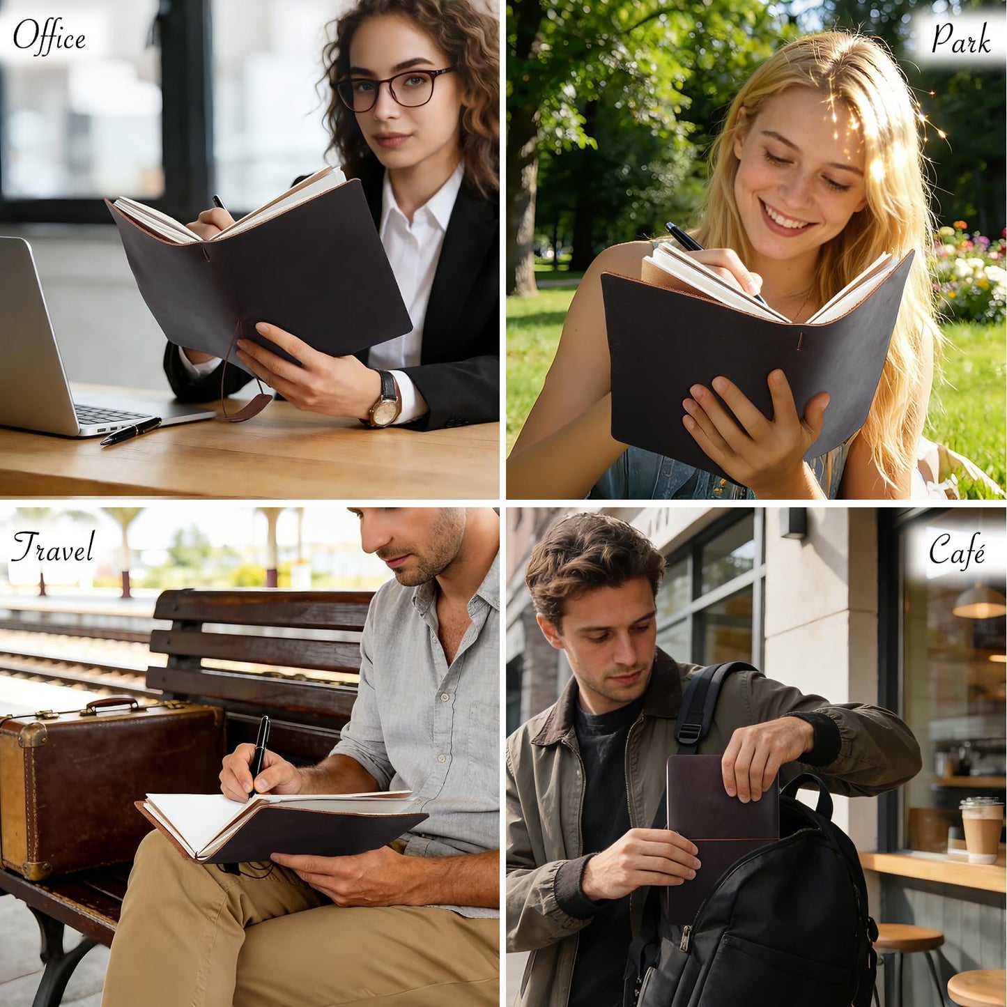 TIDING Genuine Leather Notebook Travel Journal for Men & Women, Refillable A5 Writing Journals Diary with Blank Pages for Writing, Drawing, and Sketching