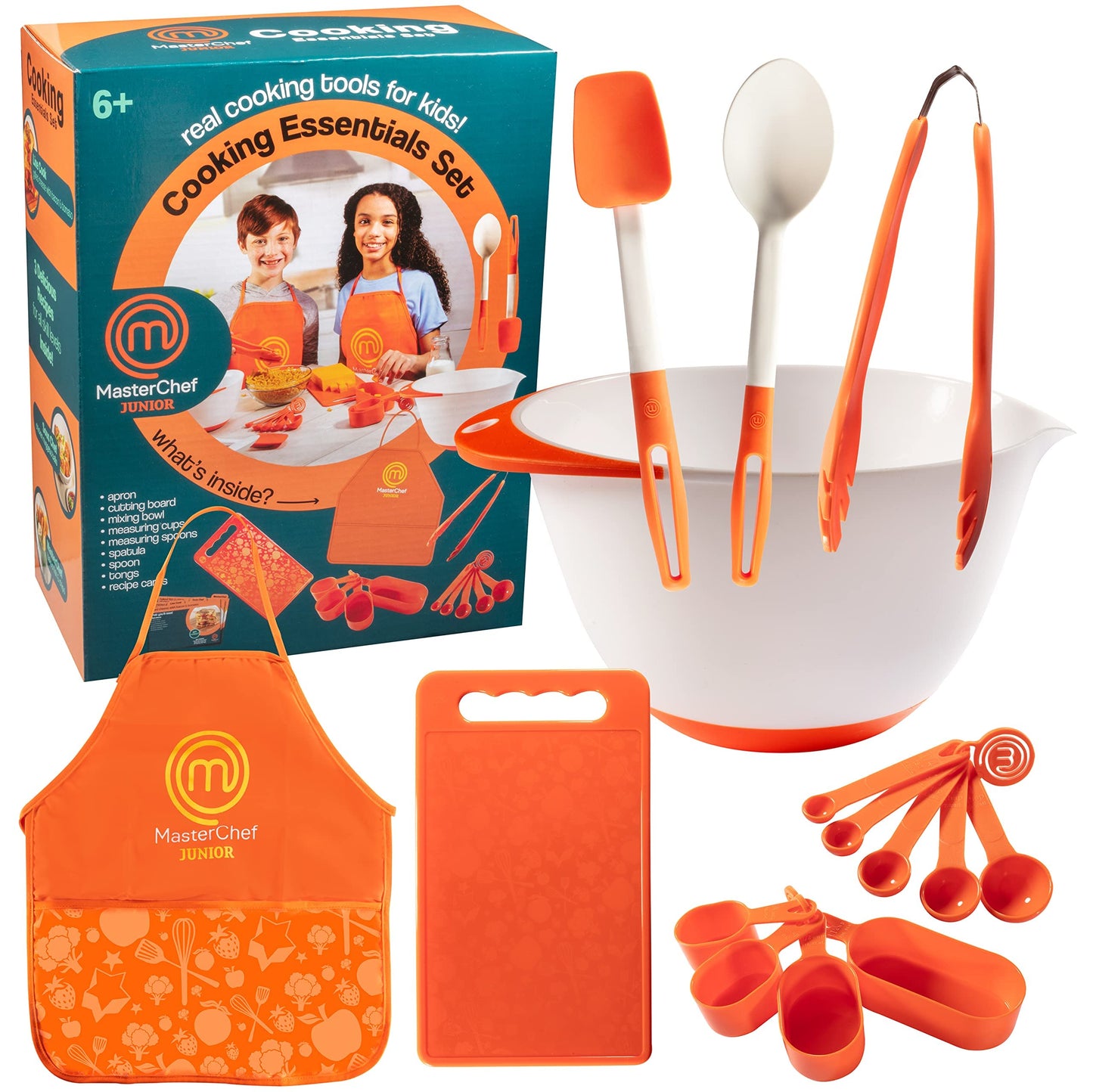 MasterChef Junior Cooking Essentials Set - 9 Pc. Kit Includes Recipes, Apron, Cutting Board, Mixing Bowl, Measure Cups, Spoons, Homemade