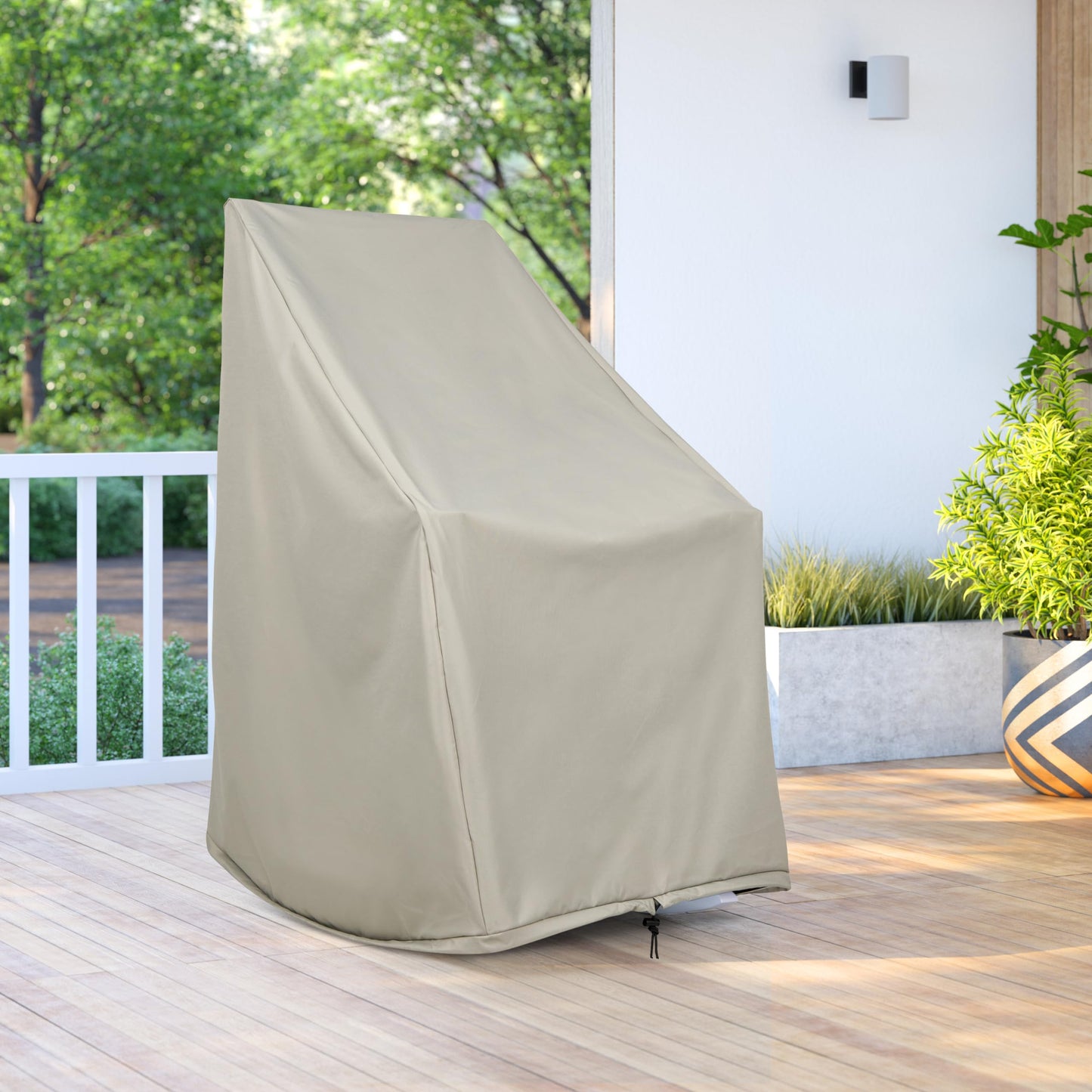 Shine Company Weatherproof Outdoor Rocking Chair Cover Set of 2, 100% Woven Polyester, Elastic Cord with Toggle, Gray, 2-Pack