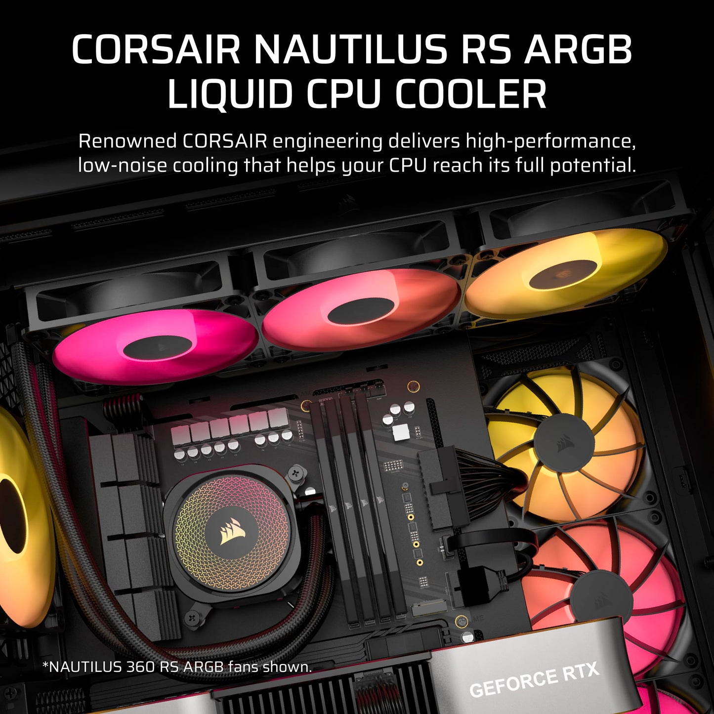 CORSAIR Nautilus 240 RS ARGB Liquid CPU Cooler – 240mm AIO – Low-Noise – Direct Motherboard Connection – Daisy-Chain – Intel LGA 1851/1700, AMD AM5/AM4 – 2X RS120 ARGB Fans Included – Black