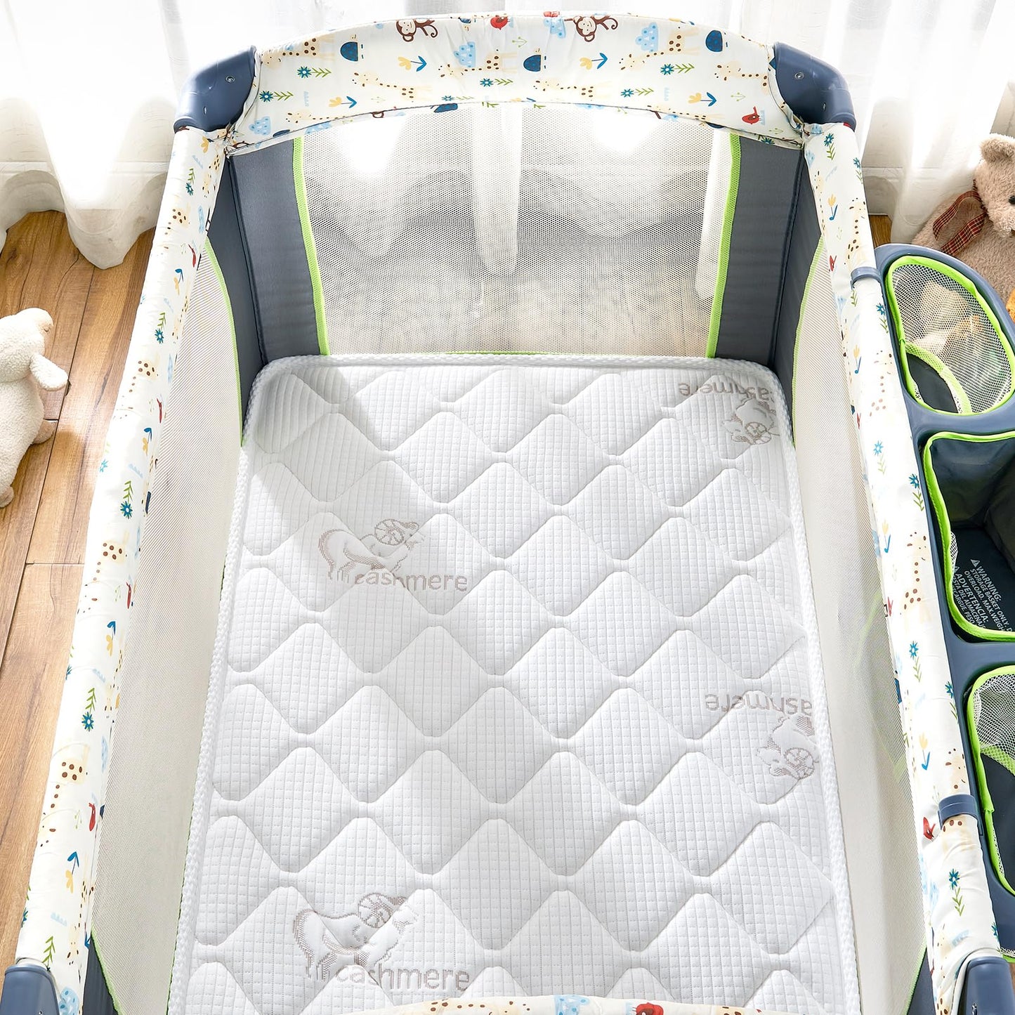 Premium Pack and Play Mattress Topper-38" x 26" x 1.5", Breathable, Soft, Safety-Reinforced Play Yard Mattress for Babies and Toddlers, Fits Pack N Play Playpens, White