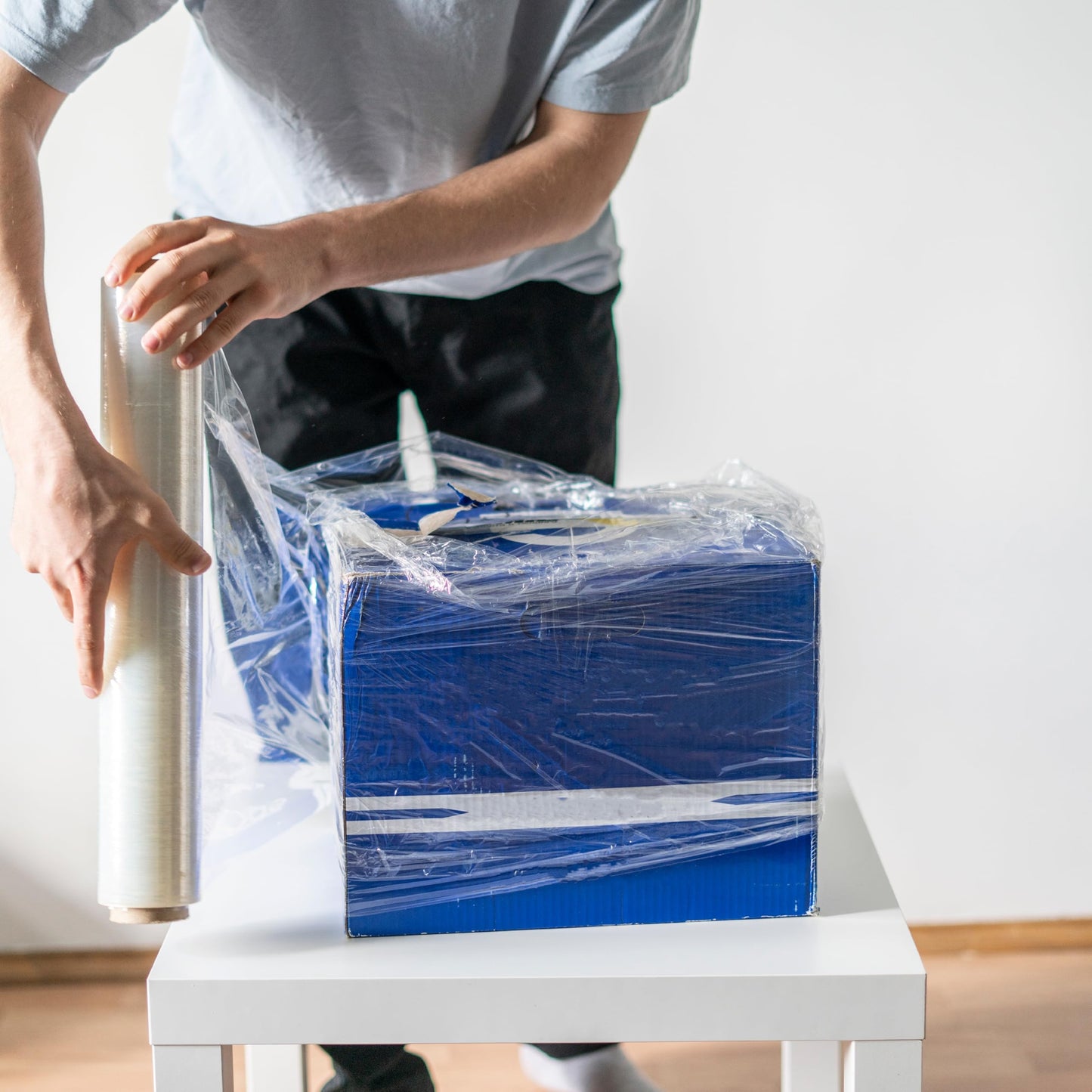 PSBM Hand Stretch Film/Wrap, 4 Rolls 16 Inch x 1476 Feet 80 Gauge Equivalent Ultra High Performance Industrial Strength Clear Shrink/Plastic Wrap for Moving, Shipping, Storing & Packing