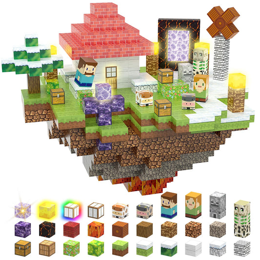 200PcsMagnetic Blocks Building 1 Inch Set, Light Up Magnet Blocks 3D Magnetic Building Blocks Toy for Toddler Boys Girls Christmas Birthday Gifts, Magnet Constructions Stacking Sensory STEM Toys