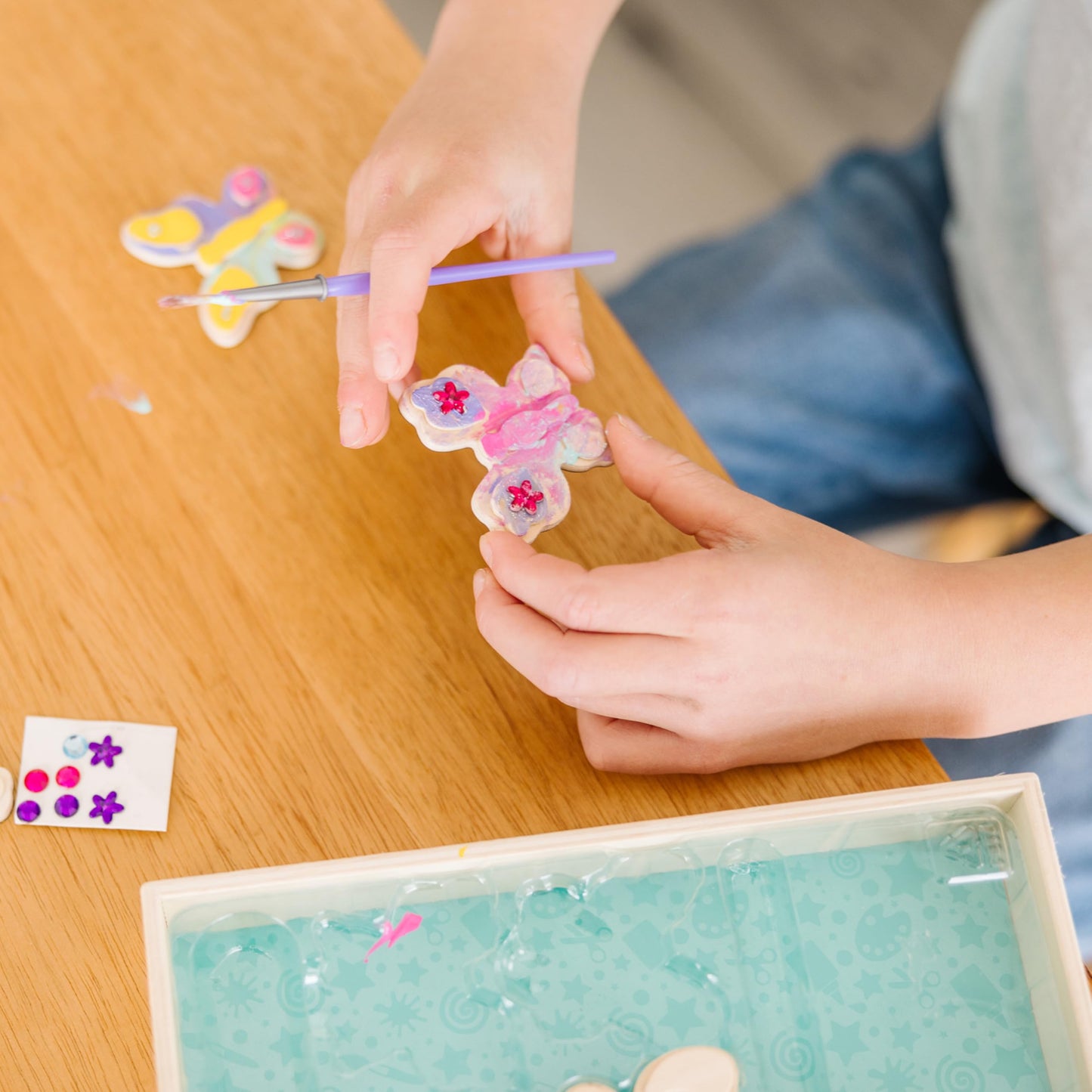 Melissa & Doug Created By Me! Paint & Decorate Your Own Wooden Magnets 3-Pack – Butterflies, Hearts, Flowers Craft KitsKids Craft Kits, Great Activity for Rainy Days and Party Favors, Ages 4+
