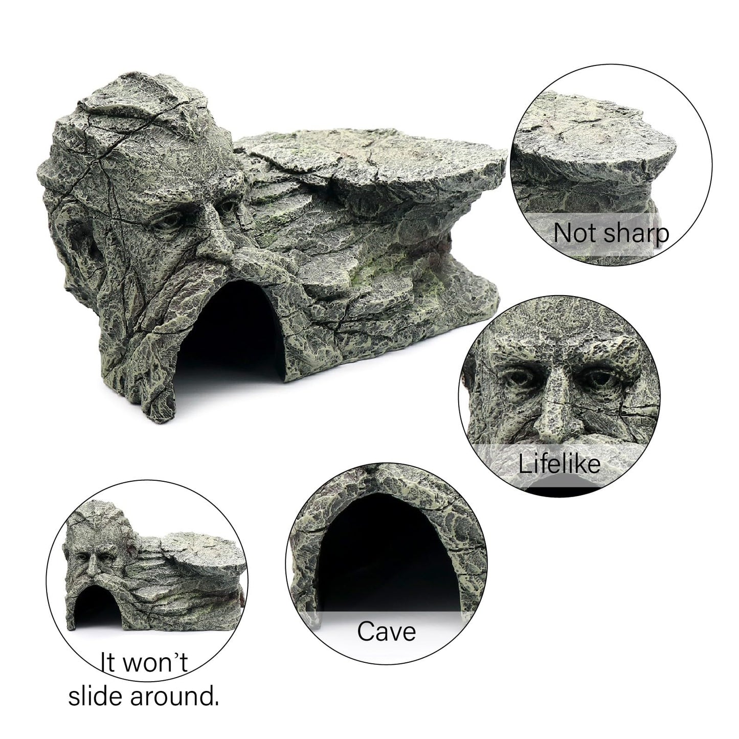 Reptile Rock Basking Platform, Gecko Hide Cave Hiding Place, Snake Cave and Hides for Reptiles, Amphibians, and Small Animals, Lizards