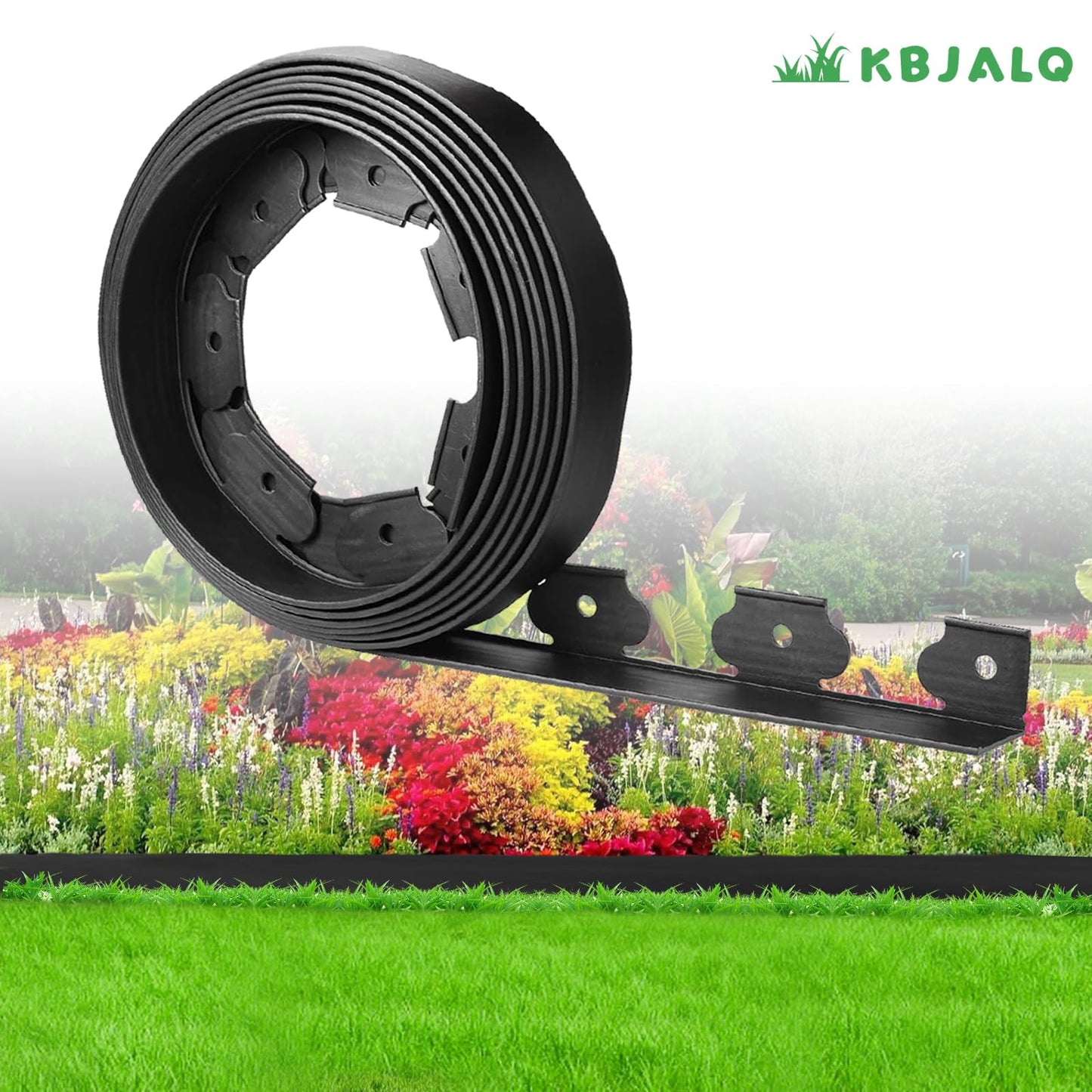 KBJALQ Landscape Edging 2 Inch Tall with Spiral Nylon Anchoring Spikes and Scissors,Plastic Garden Edging Border for DIY Garden,Grass,Lawn Edging,Yard (60 FT)