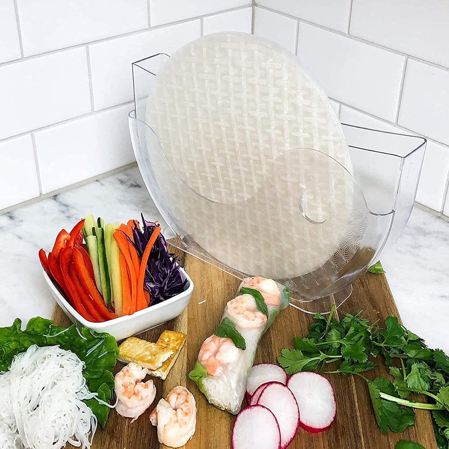 Aihmilcl Rice Paper Water Bowl Holder for Summer Rolls 10.62" (Rice Paper Not Included) - One Pack