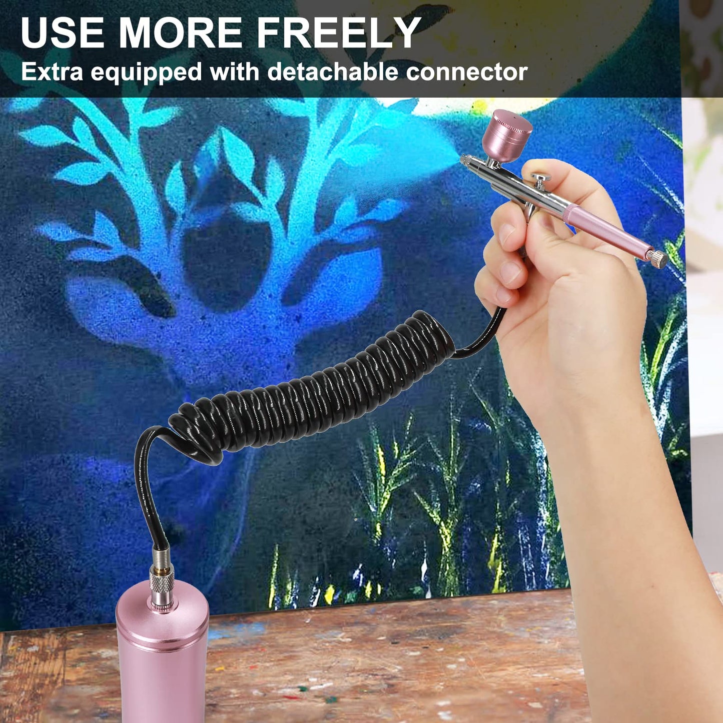 Airbrush Kit with Compressor, Auto Handheld Airbrush Gun with 0.3mm Tip, Rechargeable, Portable Air Brushes for Painting, Tattoo, Nail Art, Model Coloring, Makeup, Cake