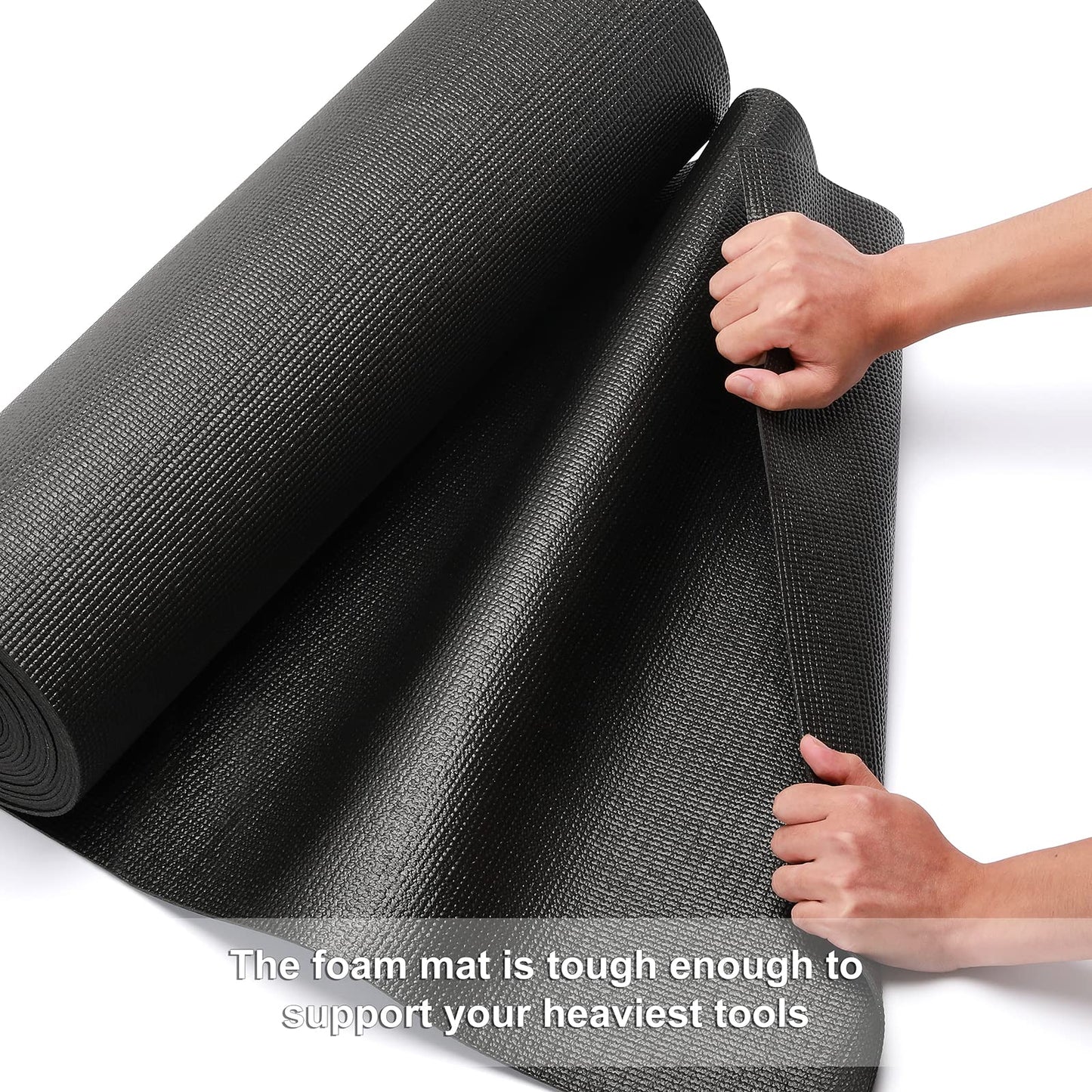 CASOMAN Professional Tool Box and Drawer Liner, Black, Easy Cut Non-Slip Foam Rubber Toolbox Drawer Liner Mat - Adjustable Thick Cabinet Liners, 24inch (Wide) X 24feet (Long)