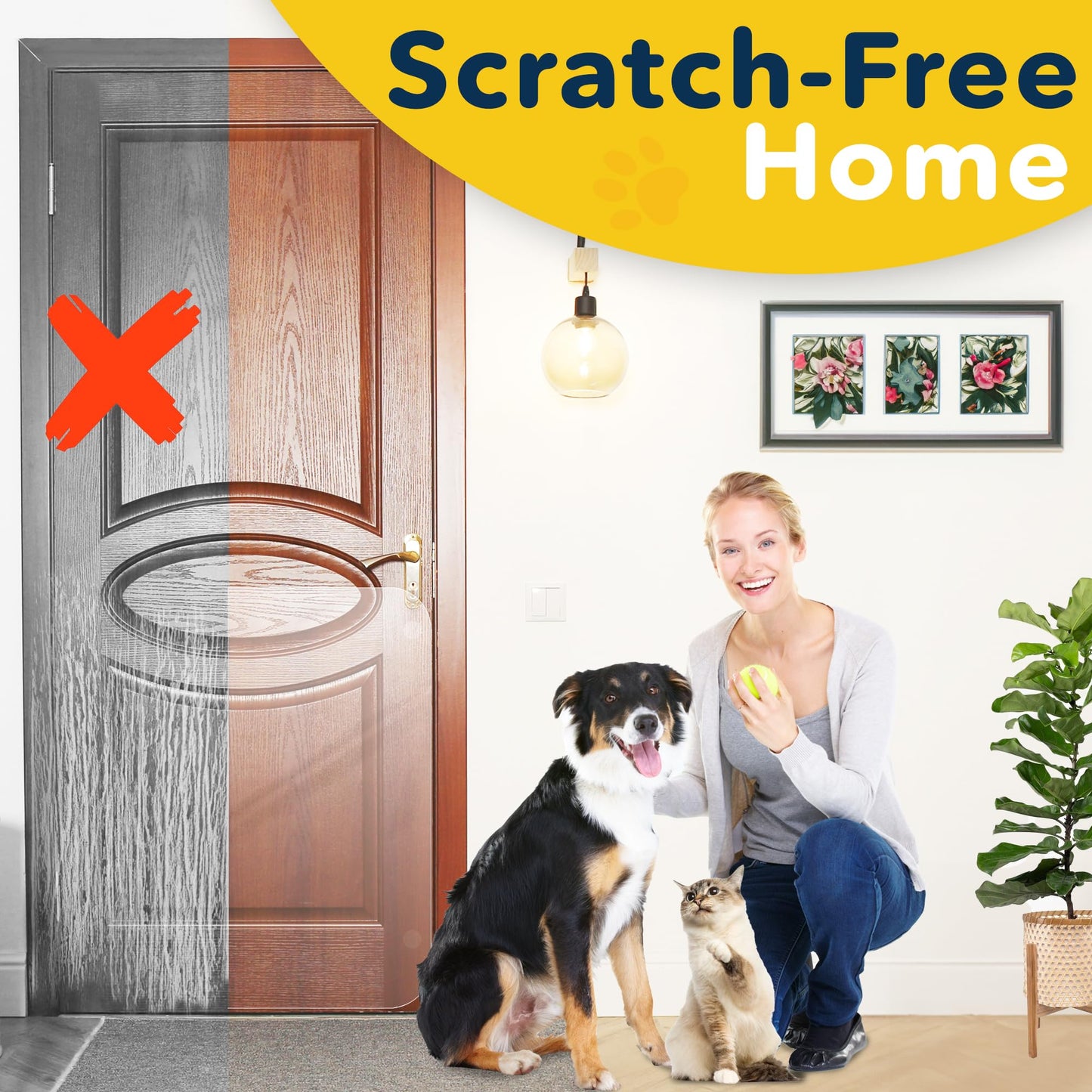 PROTECTO Heavy Duty Door Protector - 35.5 x 24, Clear Plastic, For Dogs & Cats