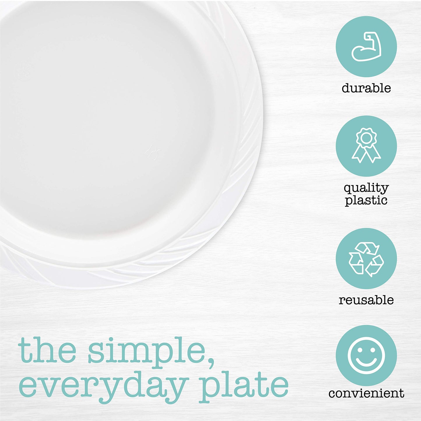 200 Count Disposable 9 Inch White Plastic Dinner Plates large