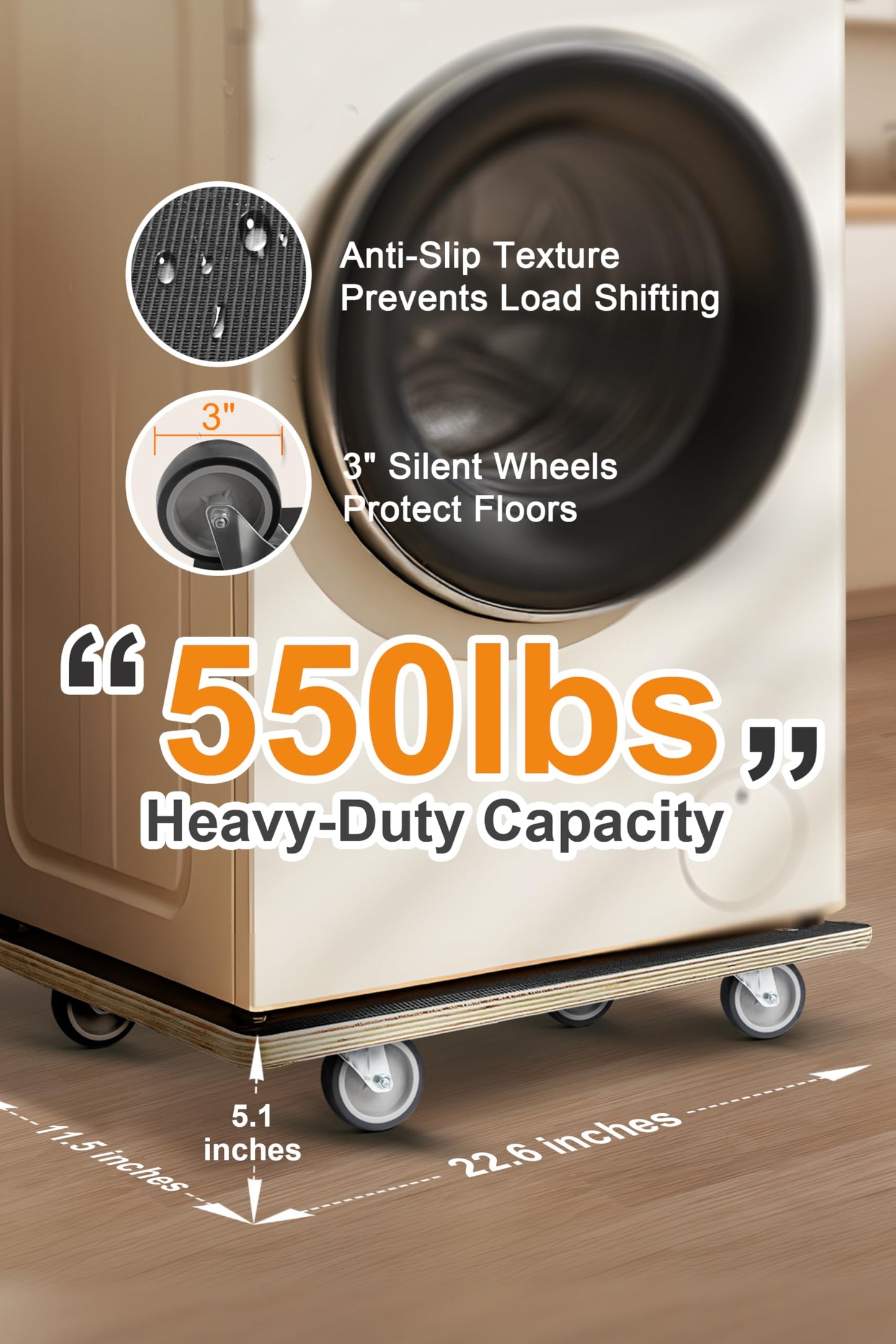 Furniture Mover Dolly, Rectangle Wood Platform Dolly 2 pcs 551 lbs Rolling Mover with Wheels for Moving Heavy Furniture, Refrigerator, Sofa, Cabinet