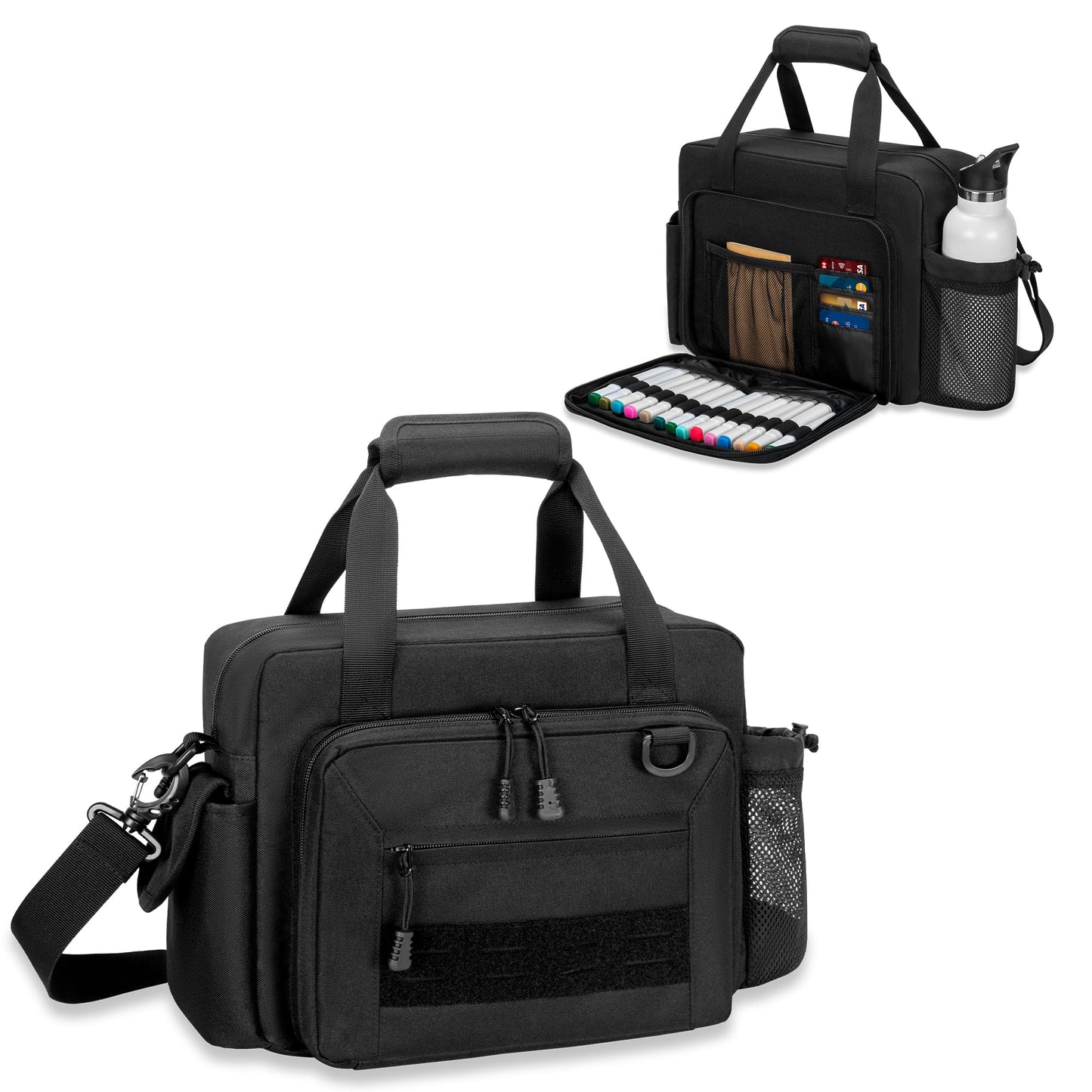 Damero Large Bible Bag for Men, Bible Tote Bag Church Bag with Cup Holder, Cover for Study Supplies, Black