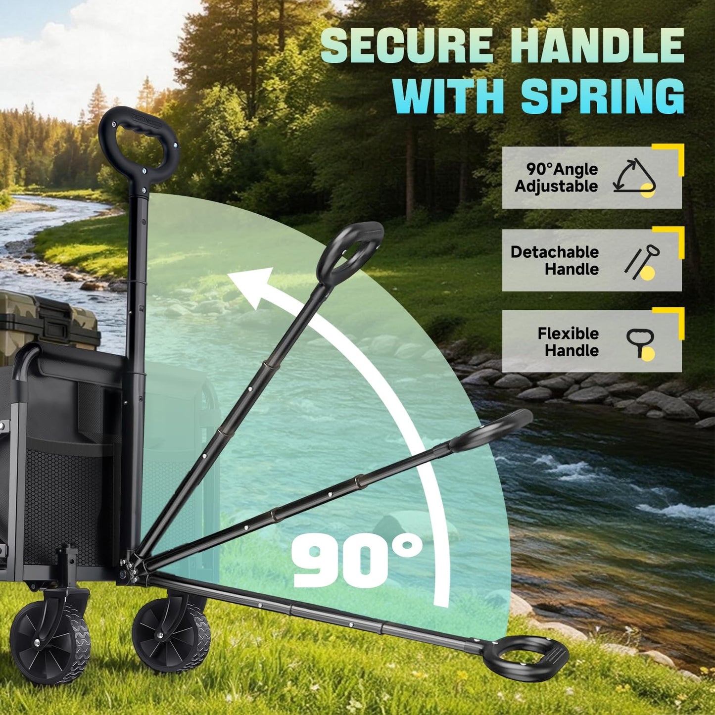 Collapsible Wagon Cart with Wheels Foldable - Lightweight 280LBS Heavy Duty Folding Utility Portable Beach Wagon with All-Terrain Wheels for Groceries Shopping Garden Sports Camping