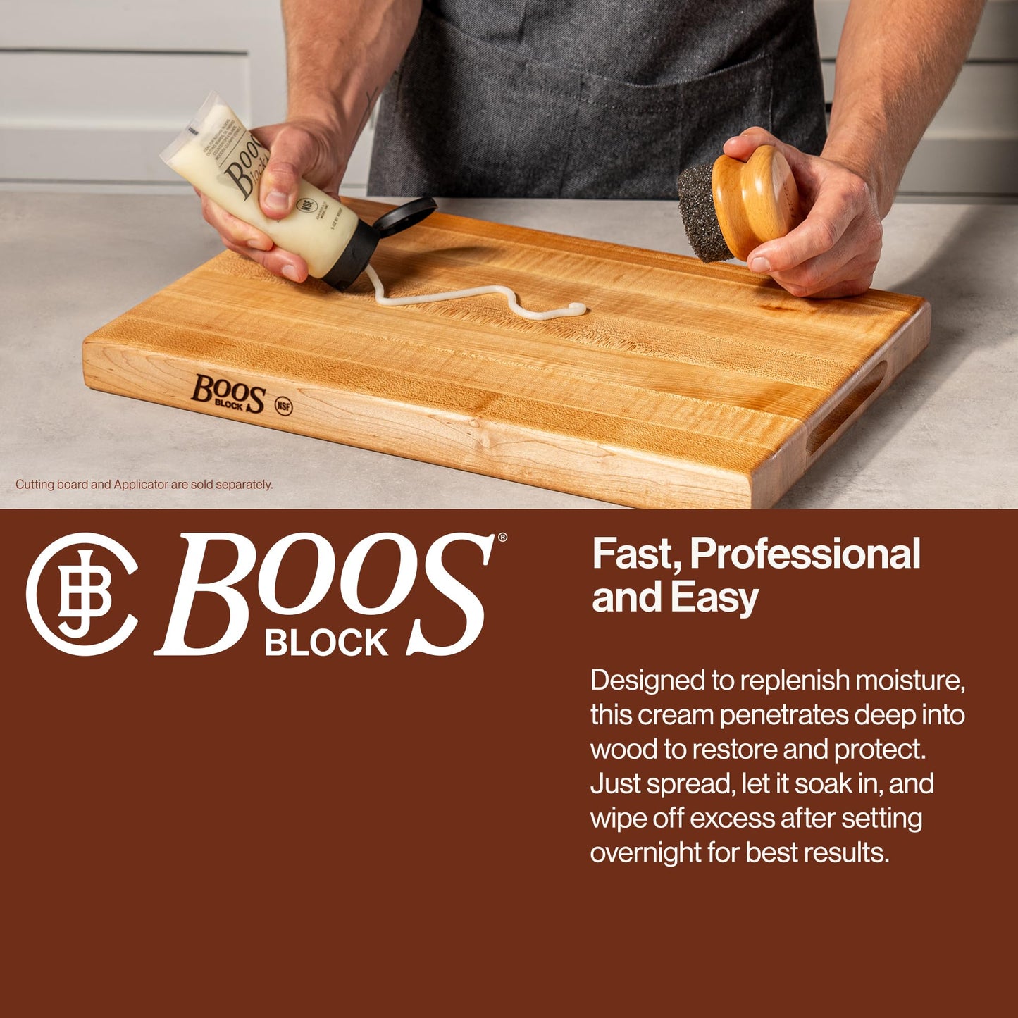 John Boos 5 oz Board Cream with Beeswax and Mineral Oil for Wood Surface Care – All-Natural Conditioner & Sealer for Butcher Blocks, Wooden Cutting Boards, Countertops, and Utensils
