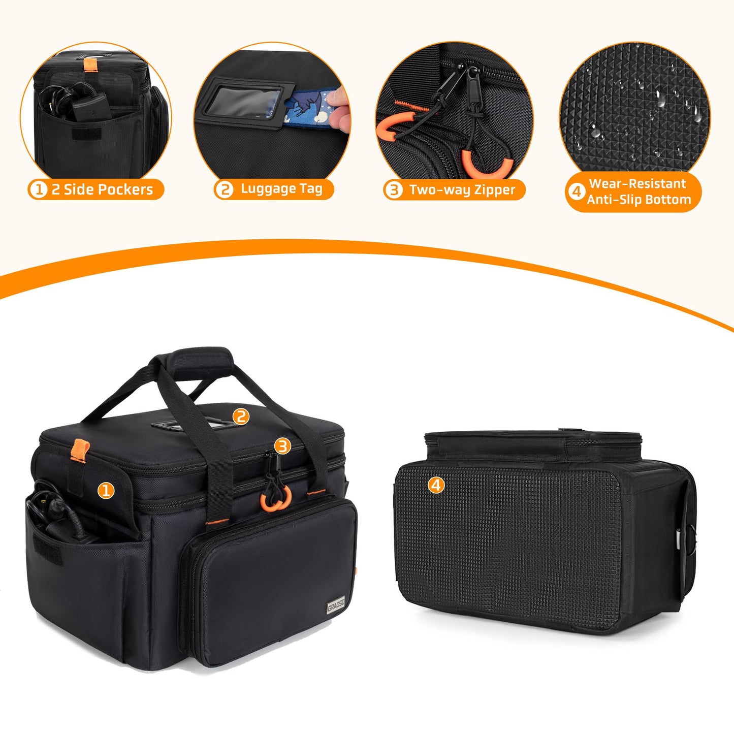 GRAOSO Travel Carry Bag Compatible with Positive Grid Spark 40 Amp, Double Layer Gig Bag with Multiple Pockets for Accessories, Music Gear Case with Handle Strap and Anti-Slip Bottom, Black