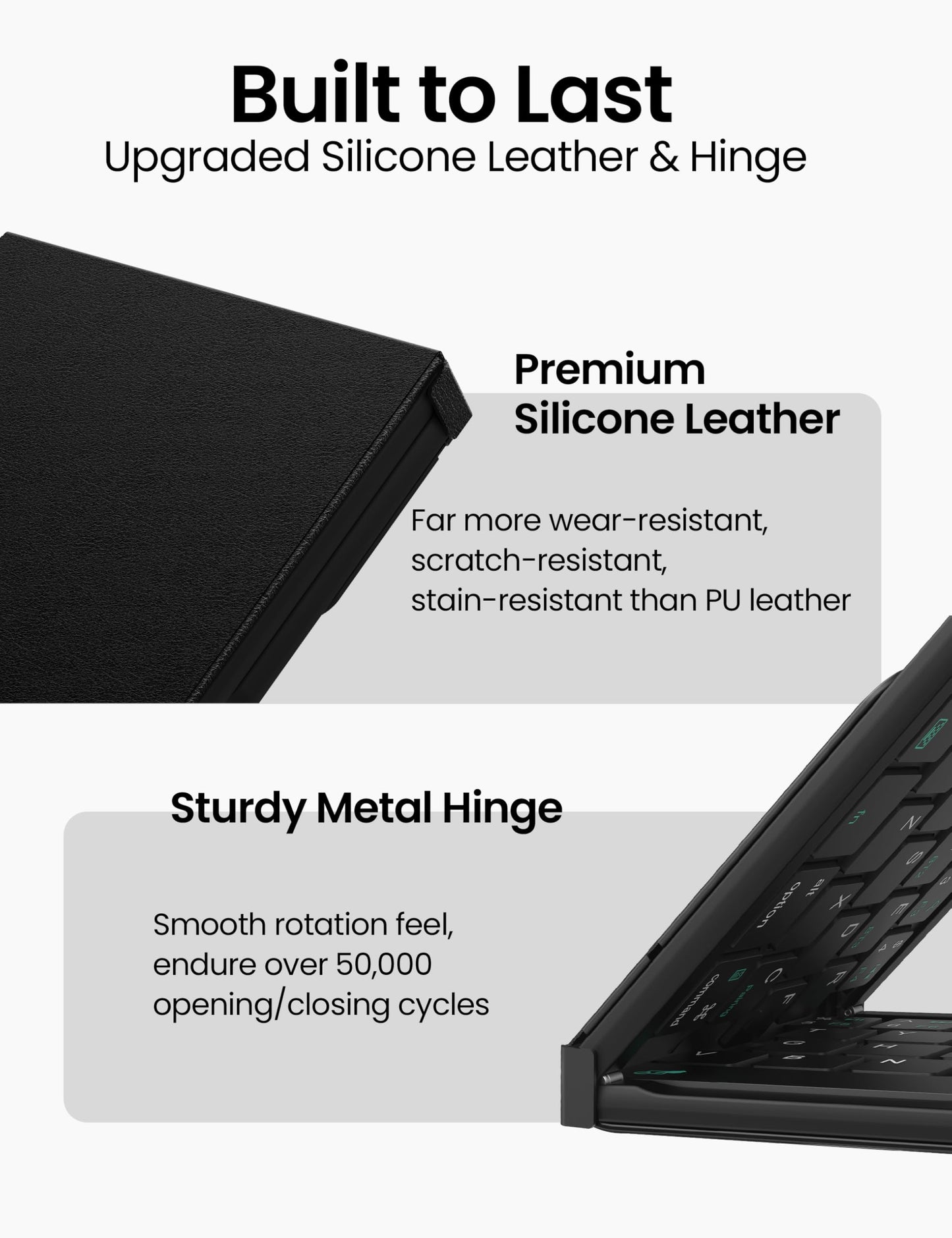 Nillkin Foldable Keyborad with Touchpad & Number Pad, Bluetooth Keyboard with Trackpad, Folding Wireless Portable Keyboard for PC Laptop iPad Tablets Smartphone, Silicone Leather Cover, Black