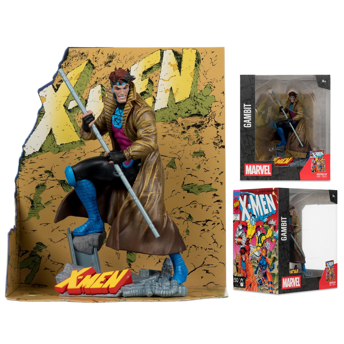 Marvel - 1:10th Scale Gambit Collectible with Scene (X-Men #1) - McFarlane Toys