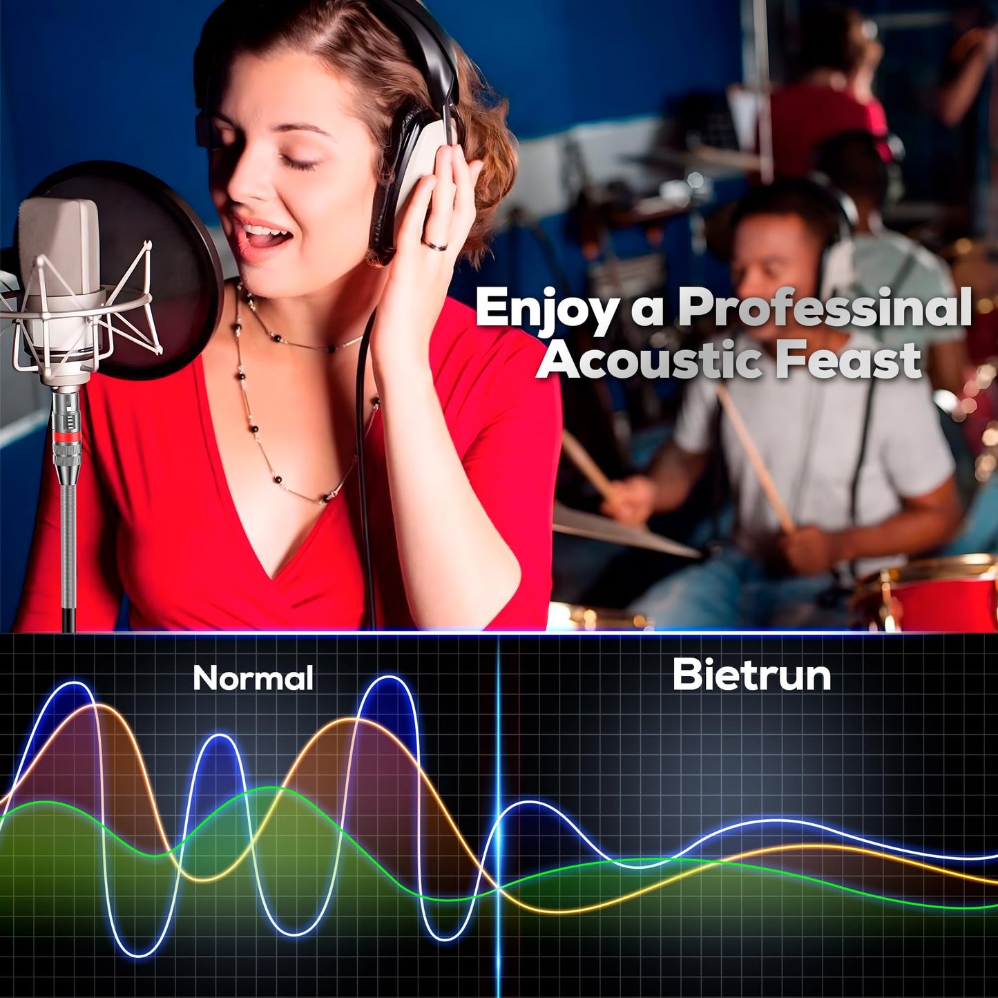 Bietrun XLR Cables 25FT 2 Packs, Premium Heavy Duty Balanced Microphone Cable 25 Feet, with 3-Pin XLR Male to Female Microphone Compatible with Microphones, Mixer, Speaker Systems, Preamps and More