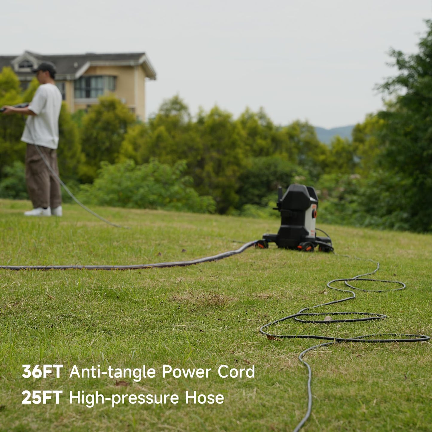 AIVOLT Electric Pressure Washer, Anti-Tipping Power Washer Pressure with 36FT Cable & 25FT Hose, 4 Nozzles, Soap Tank, High Pressure Cleaner Machine for Car Washing, House, Garden