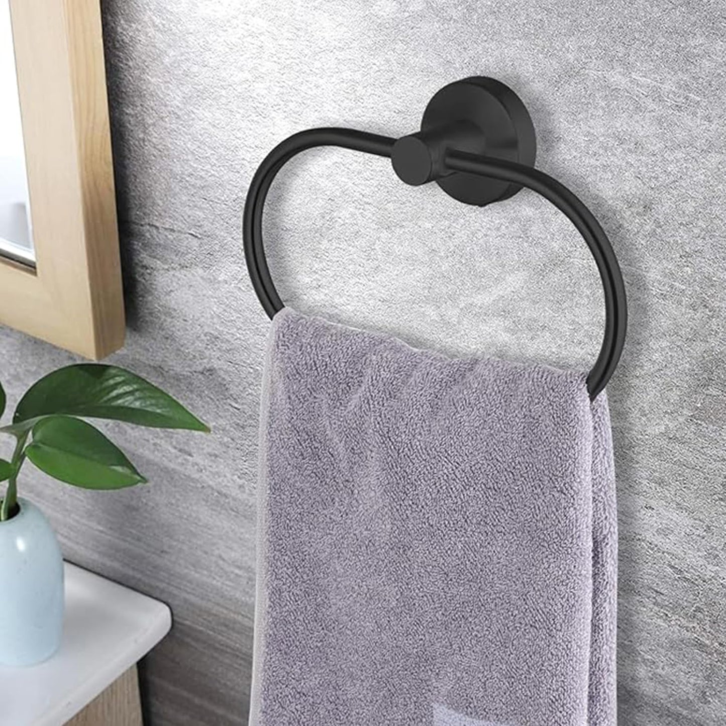 7- Piece Bathroom Accessories Set, Black Towel Rack Towel Holder Towel Bar, Towel Racks for Bathroom SUS304 Stainless Steel, Towel Holder Towel Rack Wall Mounted Black 24INCH