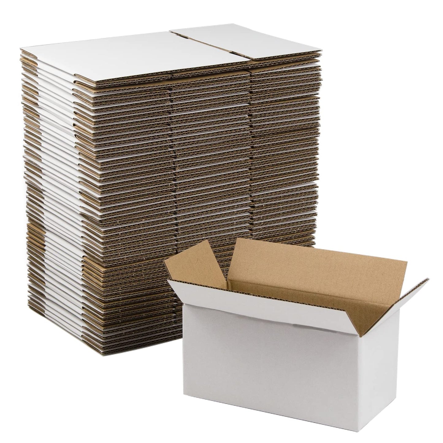SUNLPH 50 Pack 8x4x4 Inches Shipping Boxes, Small Corrugated Cardboard Boxes for Mailing and Packing, White