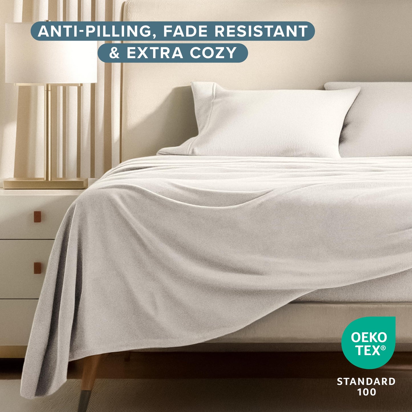 Bare Home Super Soft Fleece Sheet Set - Queen Size - Extra Plush Polar Fleece, Pill-Resistant Bed Sheets - All Season Cozy Warmth, Breathable & Hypoallergenic (Queen, Cream)