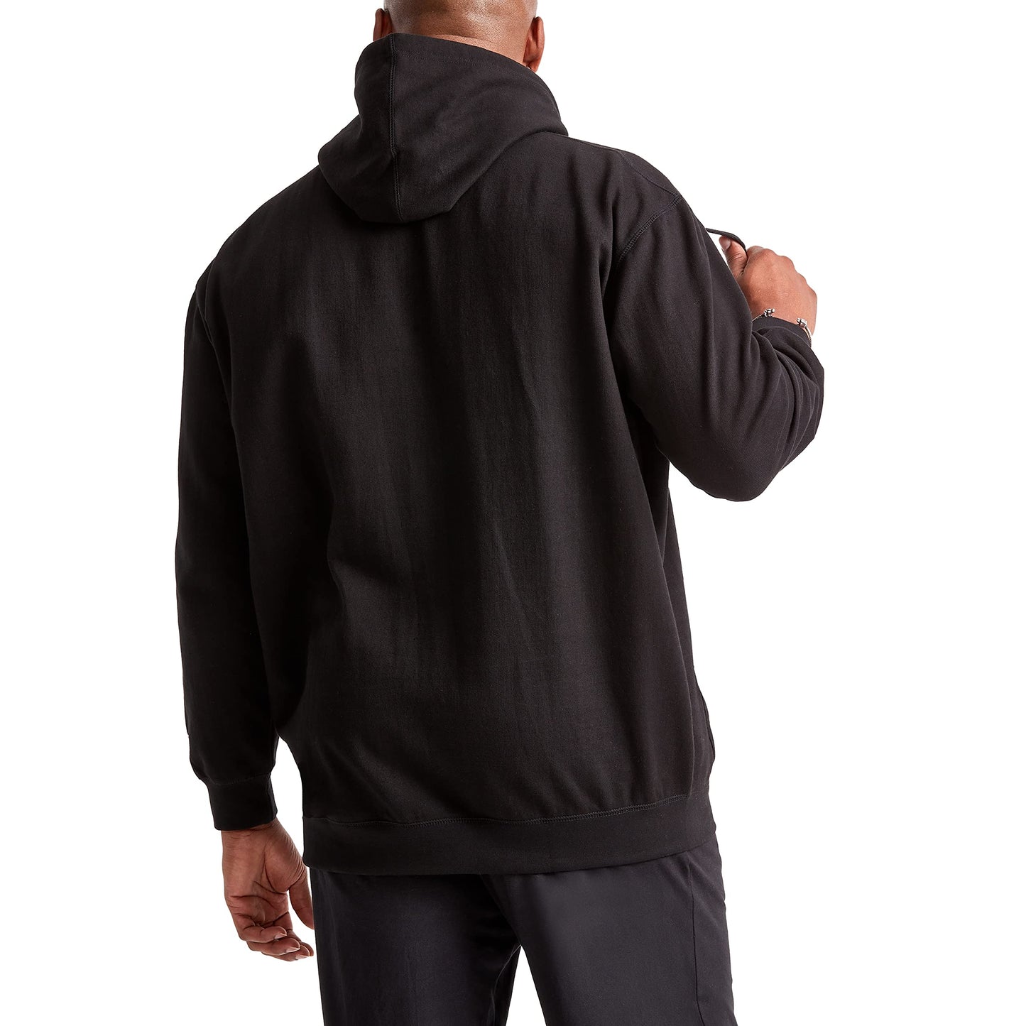 Champion Men's Graphic Powerblend Fleece Hoodie, Black Script, Medium