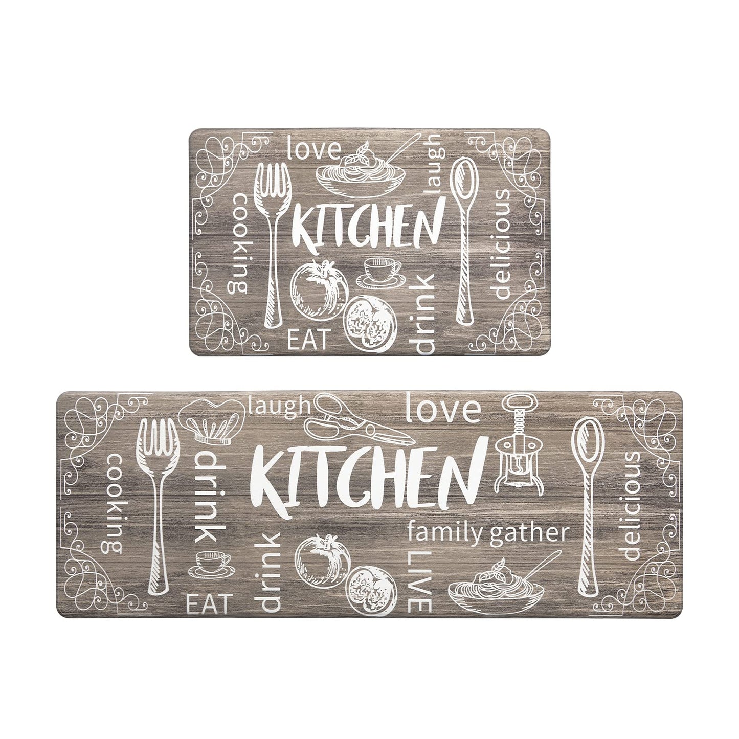 HEBE Anti Fatigue Mat Kitchen Rug Set 2, Kitchen Mats for Floor, Non Slip Waterproof Cushioned Kitchen Floor Mat, Ergonomic Comfort Standing Mat for Home,Office,Sink, Desk,17.3"x28"+17.3"x48"