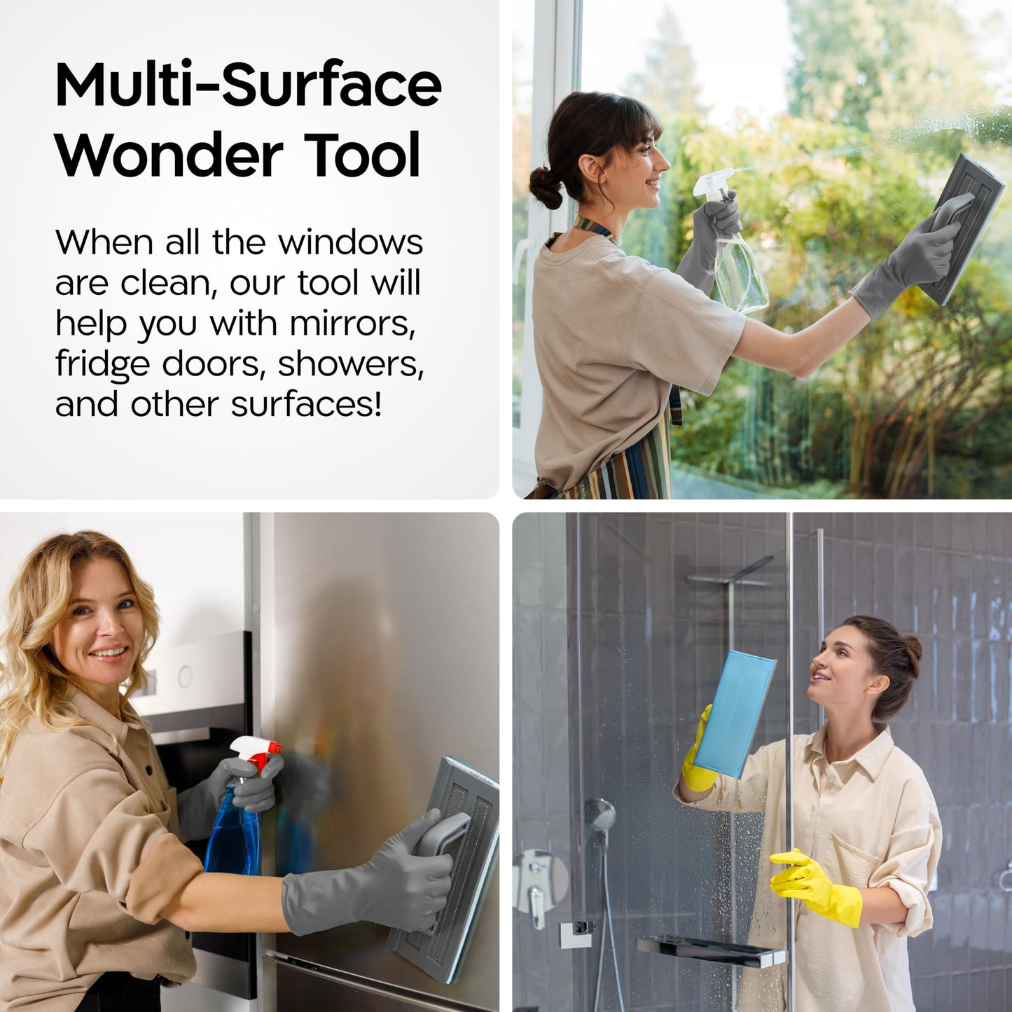 Tyroler Shower Squeegee for Glass Doors 100% Silicone Squeegee 25.4 cm | 2 Microfiber Scrub & Polish Cloths | Multi-Surface- Mirror, Marble, Tile & Window Squeegee | Idle Squeegee Shower Glass Cleaner