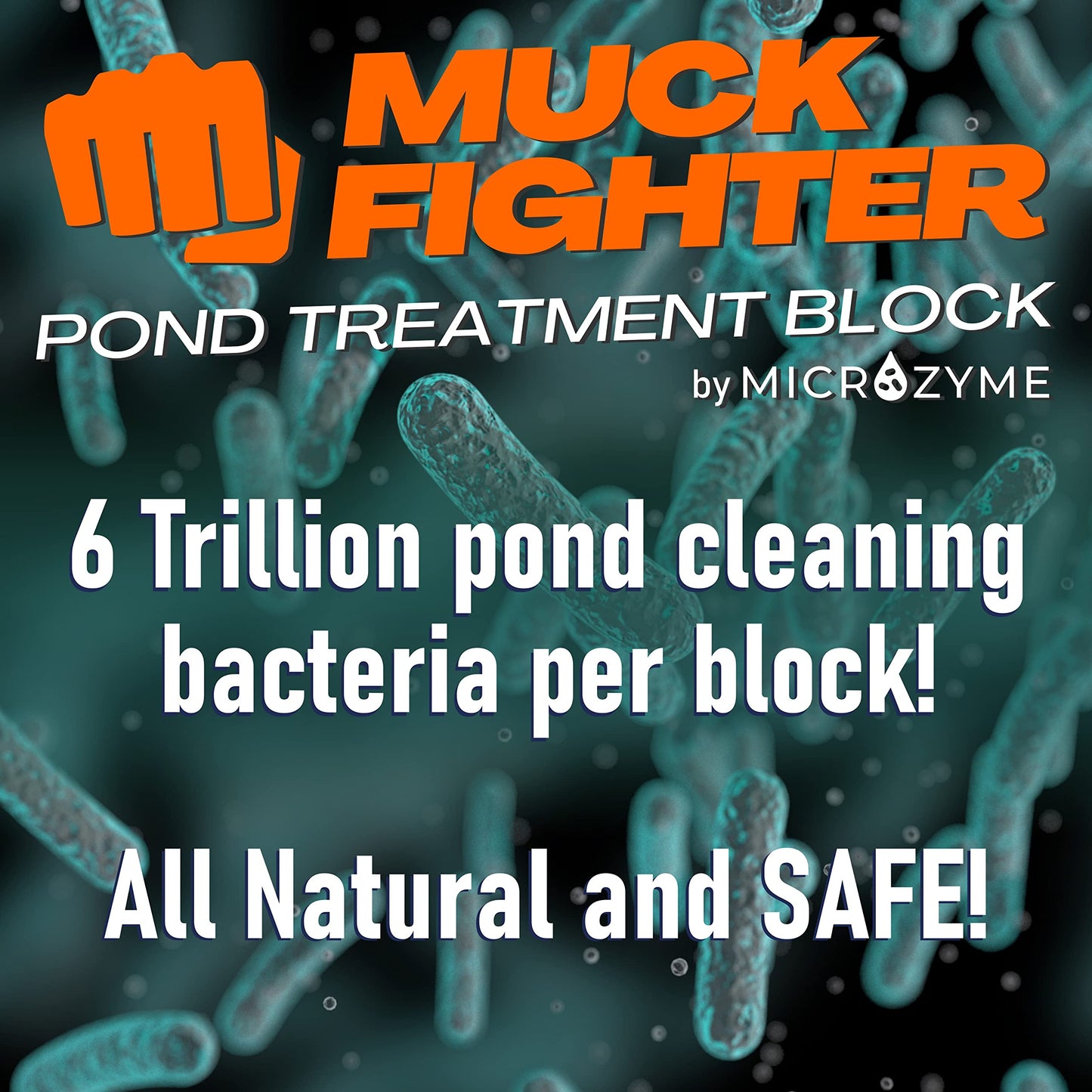 Microzyme Muck Fighter Pond Treatment Block | Lasts 30 days | Natural Pond Bacteria & Sludge Decomposing Enzymes | Water Clearing Odor Eliminating Microbes | Safe for Fish, Pets, & Recreation (1-Pack)