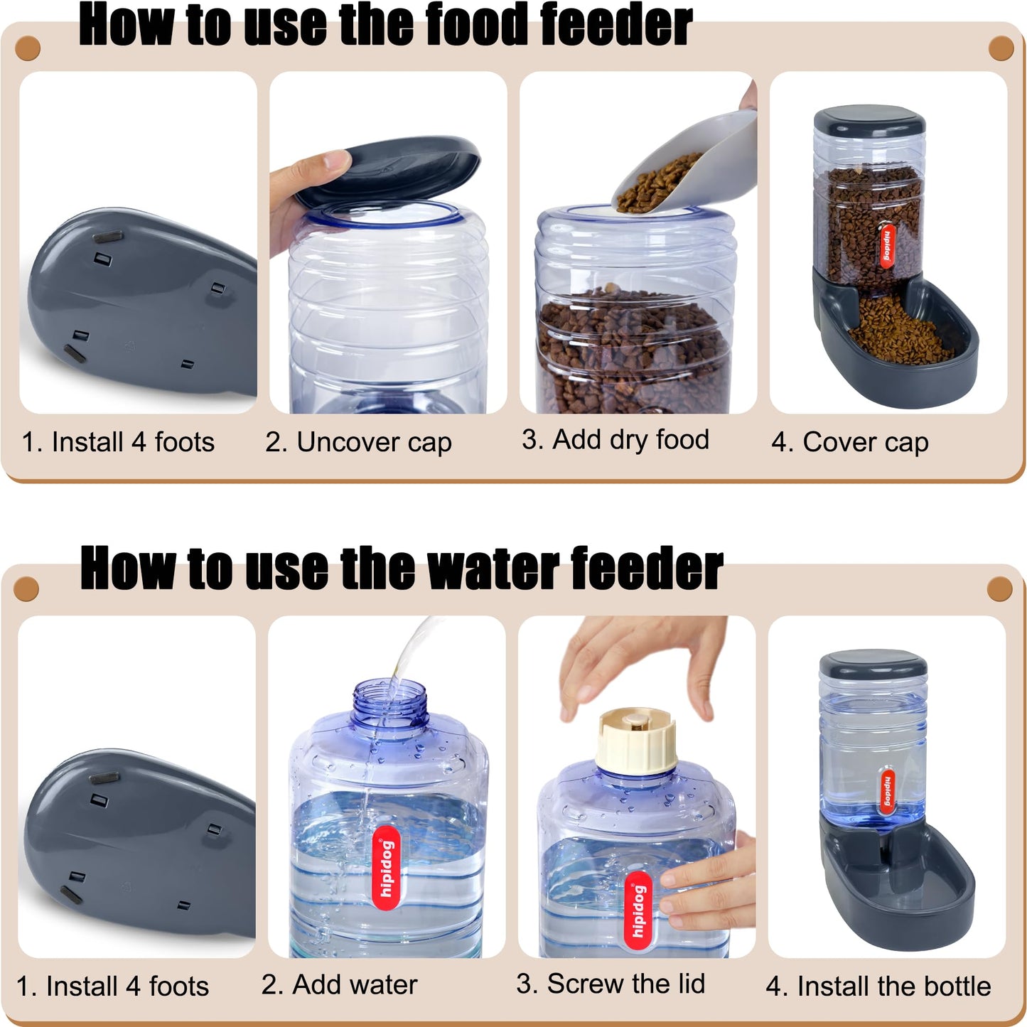 Automatic Pet Feeder Small&Medium Pets Automatic Food Feeder and Waterer Set 3.8L, Travel Supply Feeder and Water Dispenser for Dogs Cats Pets Animals