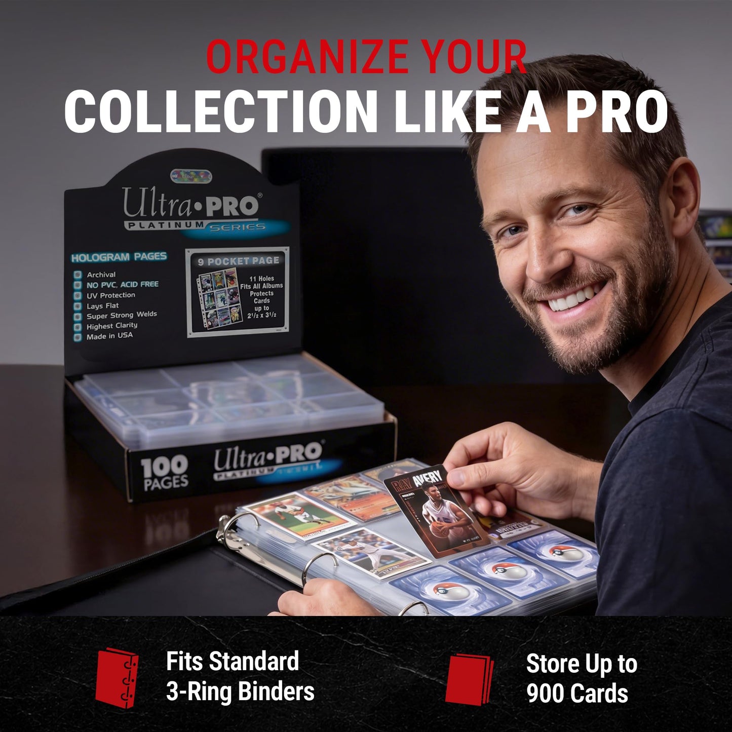 Ultra PRO Platinum Series Pocket Pages (100ct) for Cards and Photos 9-Pocket for 2-1/2" x 3-1/2" Standard Size Cards