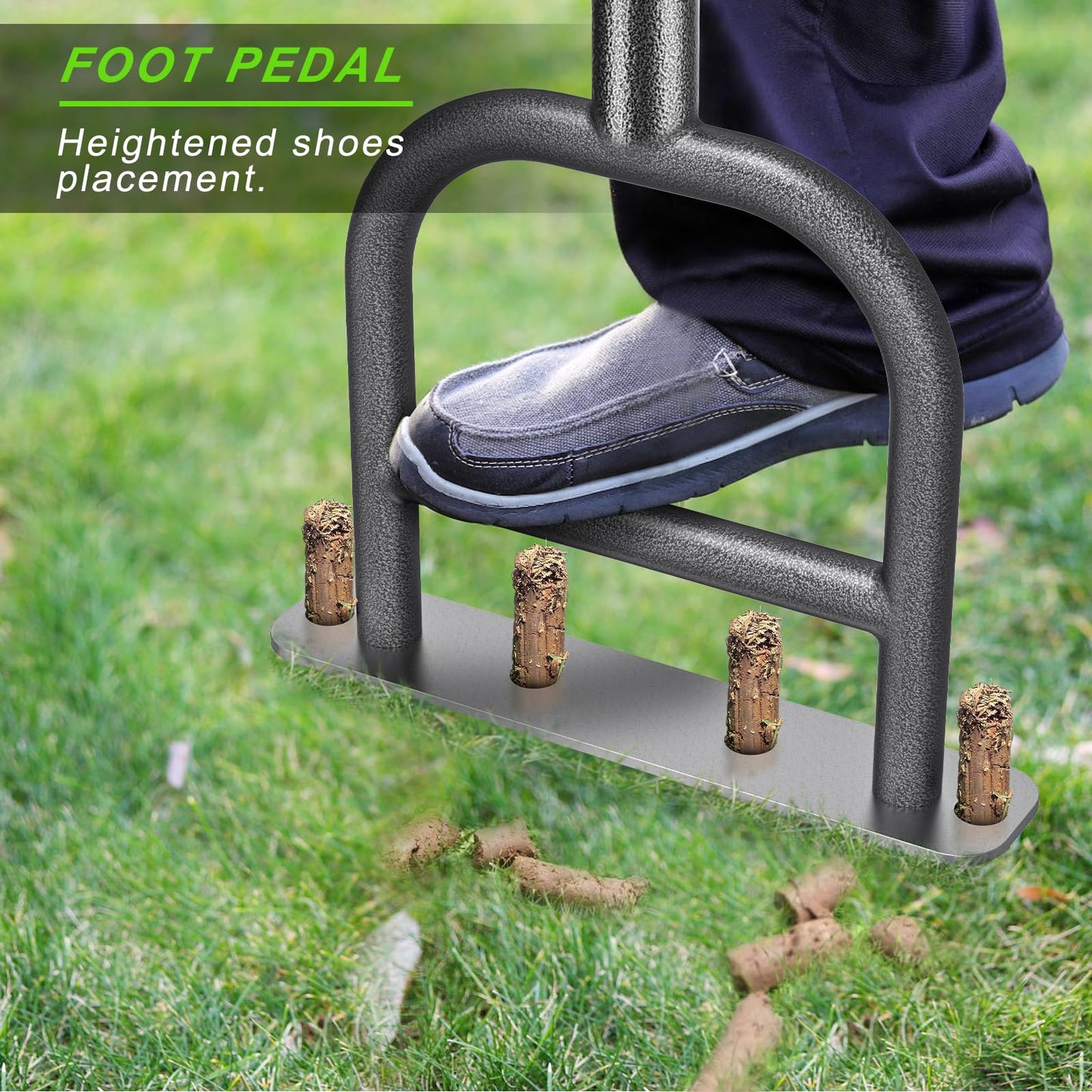 Dolibest Lawn Coring Aerator, Manual Lawn Aerator, 4 Stainless Steel Corer Plug Aerator with Soft Rubber Grip, Pre-Assembled Manual Grass Aerating Tool & Cleaning Hand Tool for Improving Lawn Health